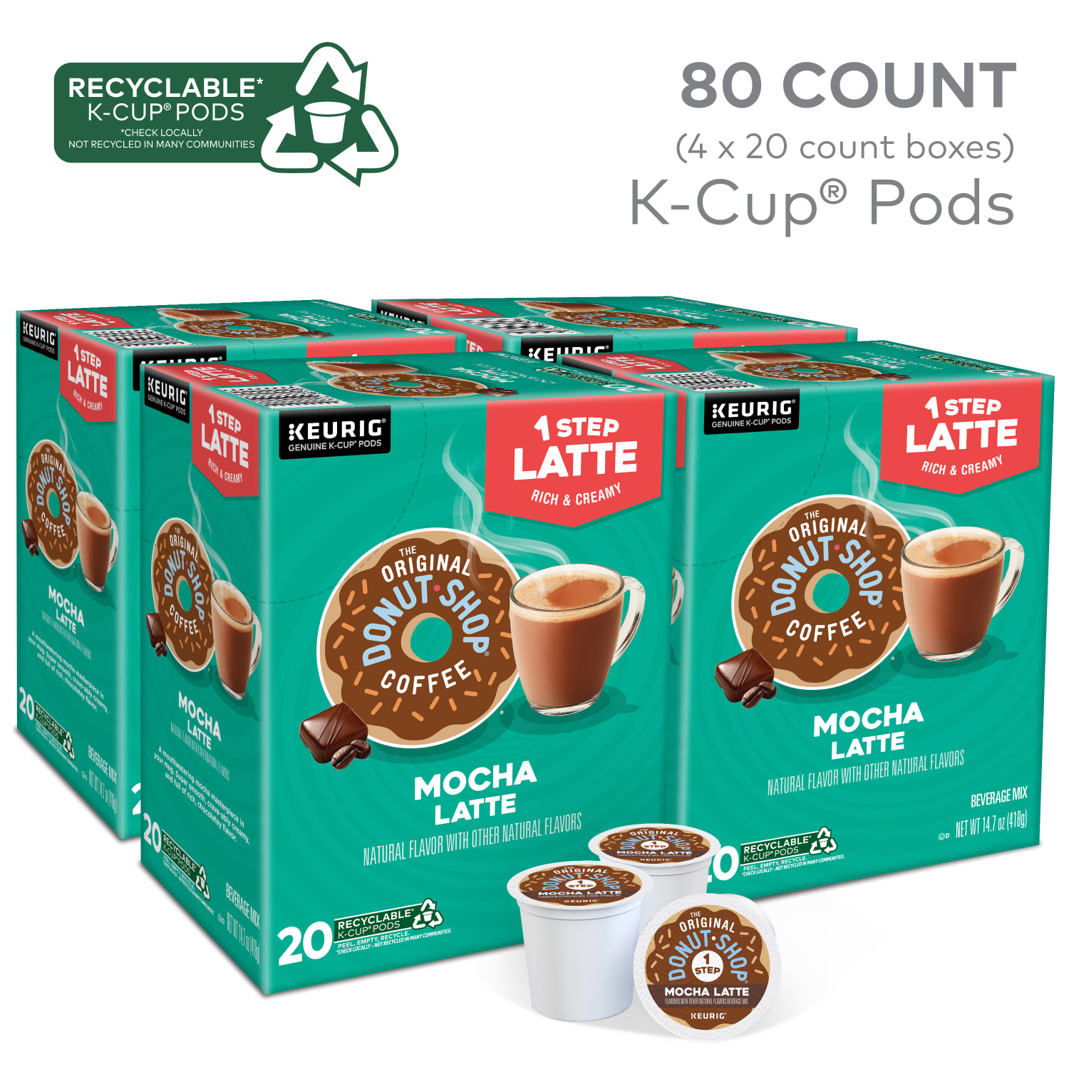 The Original Donut Shop One Step Mocha Latte Keurig Single-Serve K-Cup Pods, 20 Pods Per Pack, Case Of 4 Packs - Image 3