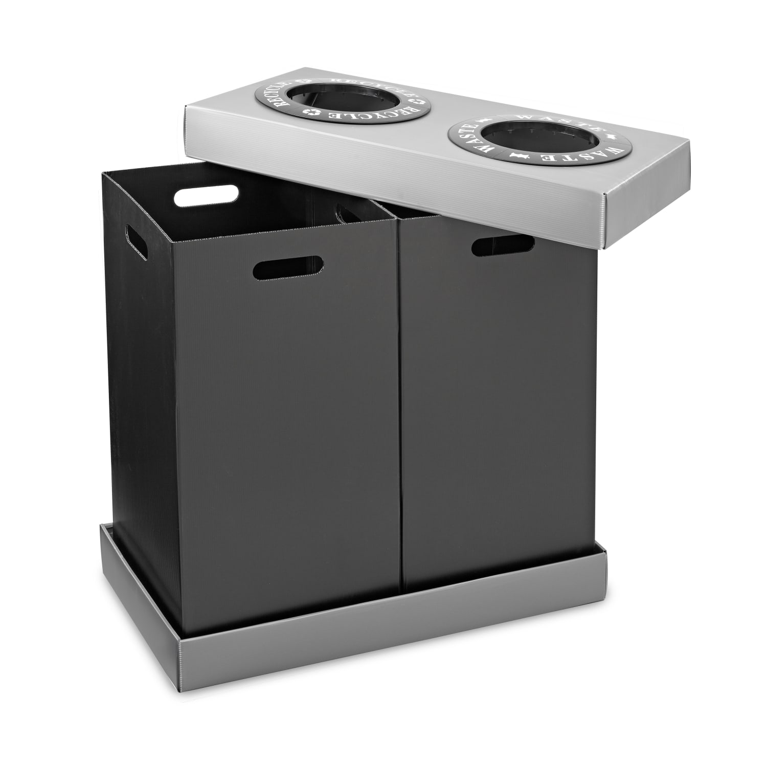 Alpine 2-Compartment Indoor Trash Bin, 28 Gallon, Black - Image 3