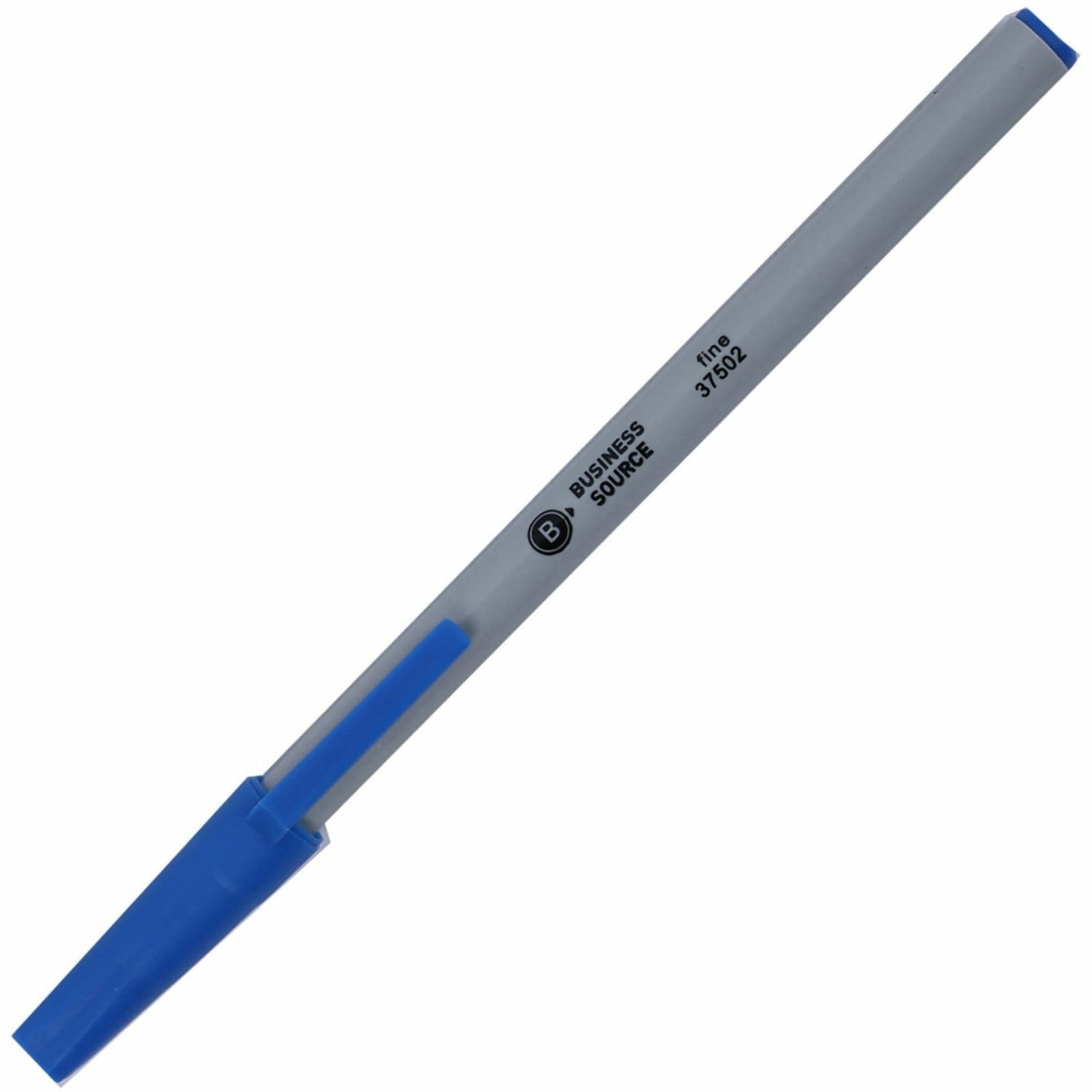 Business Source Ballpoint Stick Pens, Fine Point, Light Gray Barrel, Blue Ink, Pack Of 12 Pens - Image 4