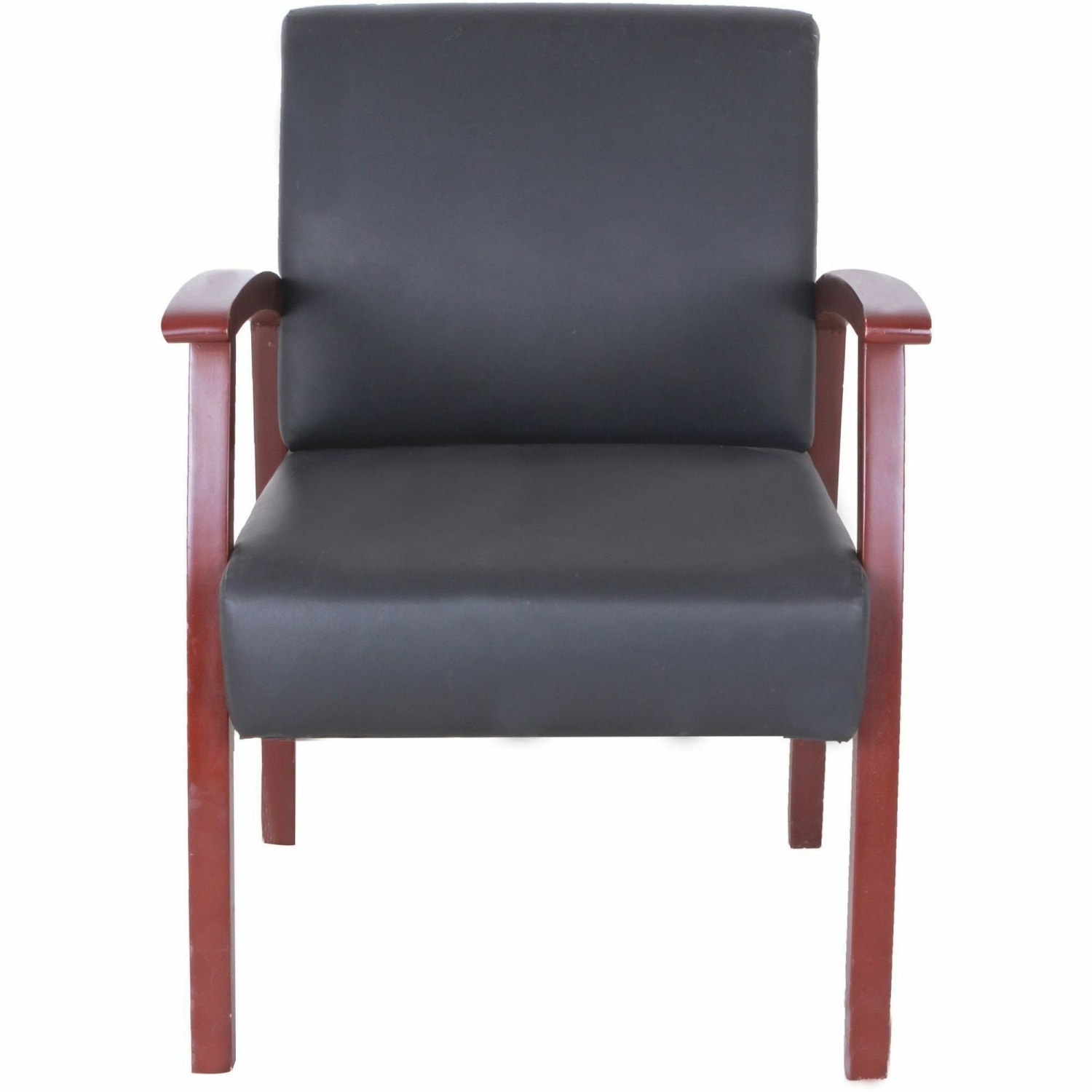Lorell Bonded Leather/Wood Guest Chair, Black/Mahogany - Image 4