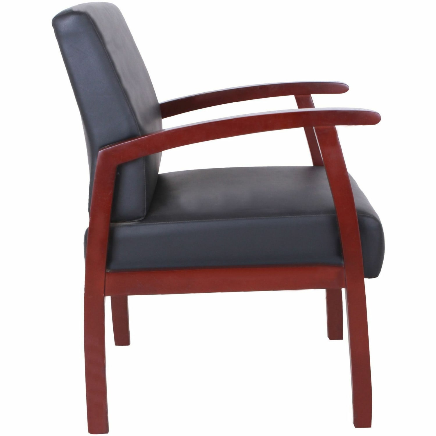 Lorell Bonded Leather/Wood Guest Chair, Black/Mahogany - Image 5