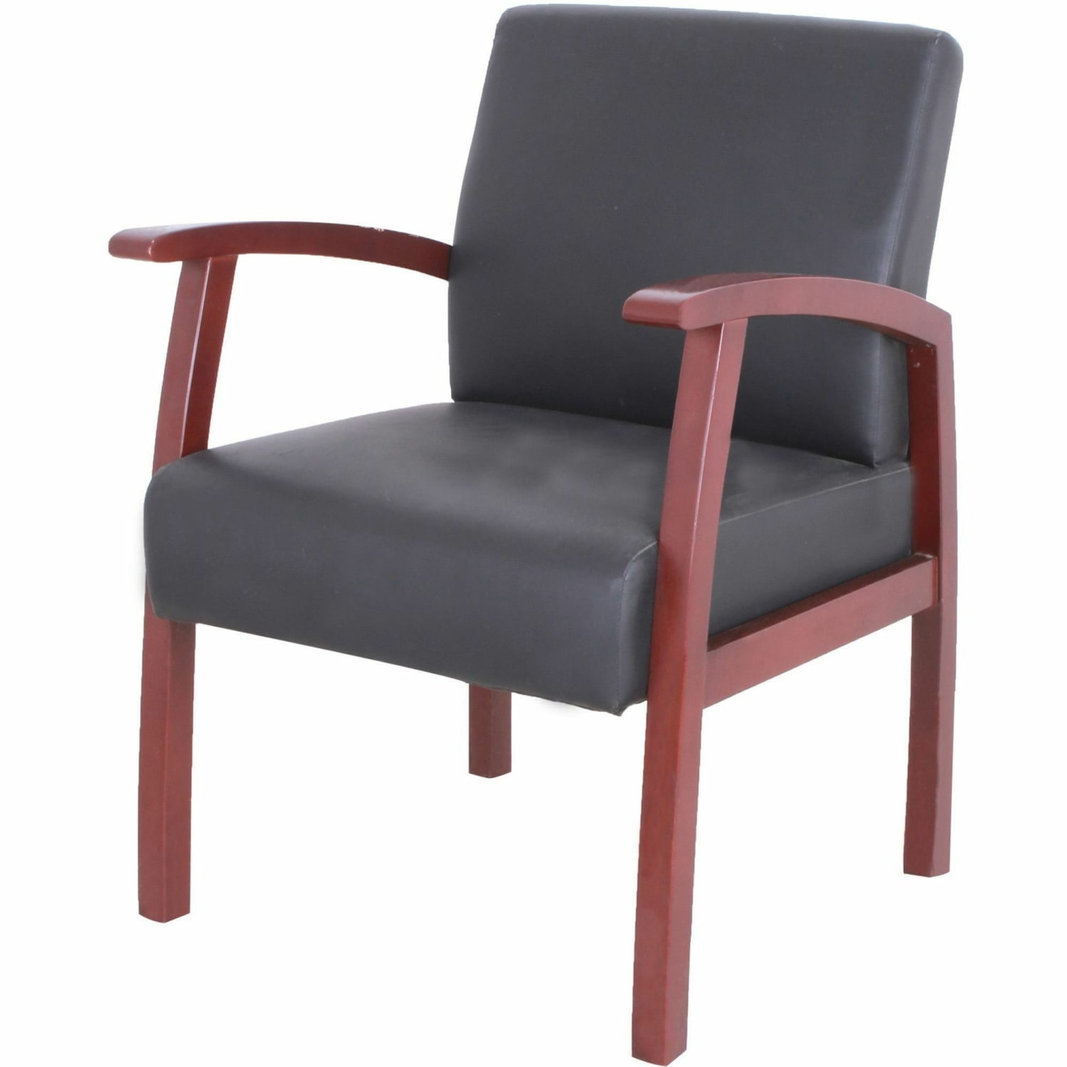 Lorell Bonded Leather/Wood Guest Chair, Black/Mahogany - Image 6