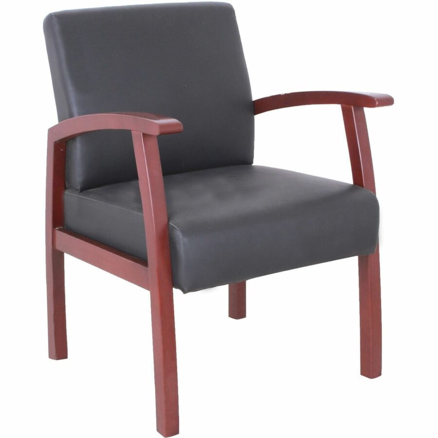Lorell Bonded Leather/Wood Guest Chair, Black/Mahogany - Image 8