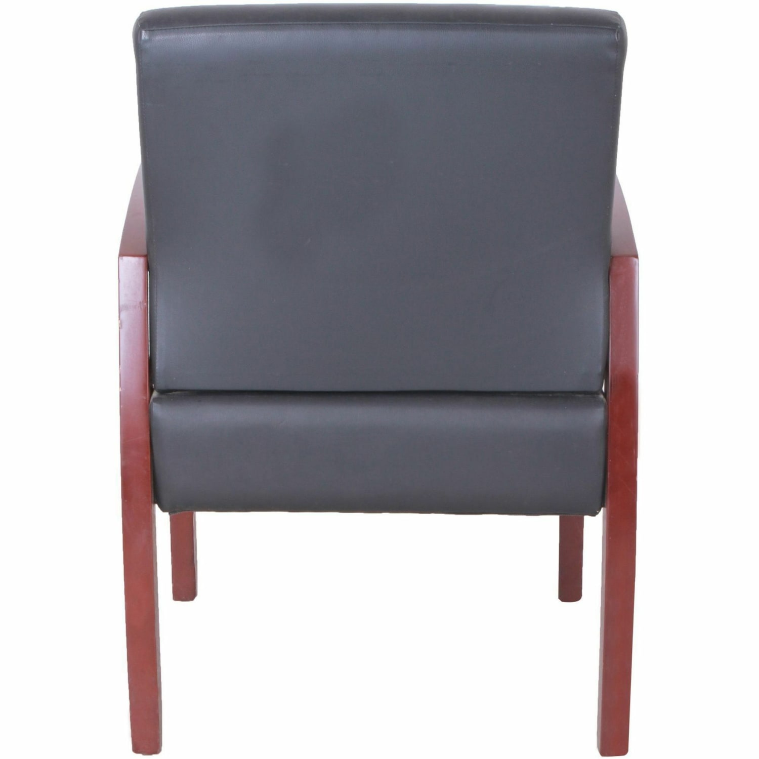 Lorell Bonded Leather/Wood Guest Chair, Black/Mahogany - Image 9