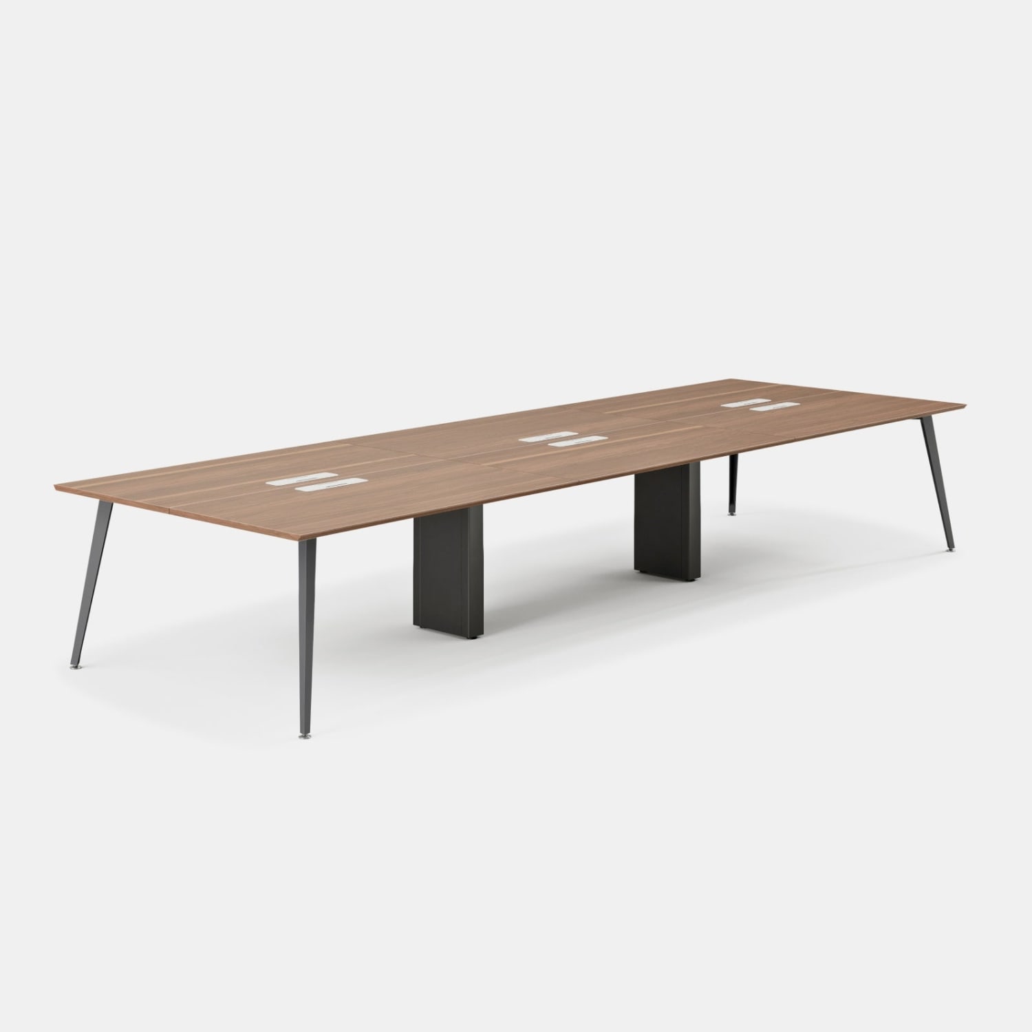 Branch Furniture 144inW 6-Person Computer Desk, Walnut Top/Charcoal Leg - Image 3