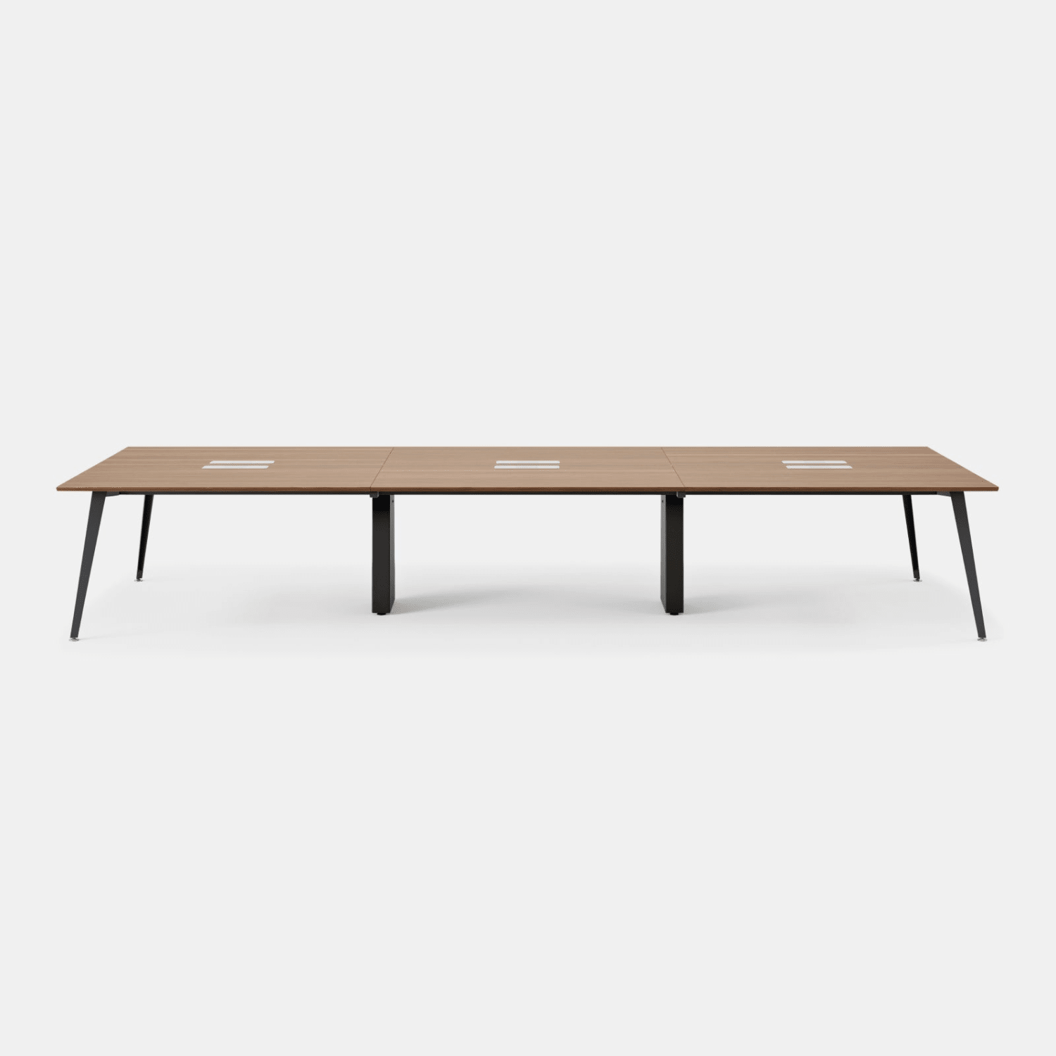Branch Furniture 144inW 6-Person Computer Desk, Walnut Top/Charcoal Leg - Image 4