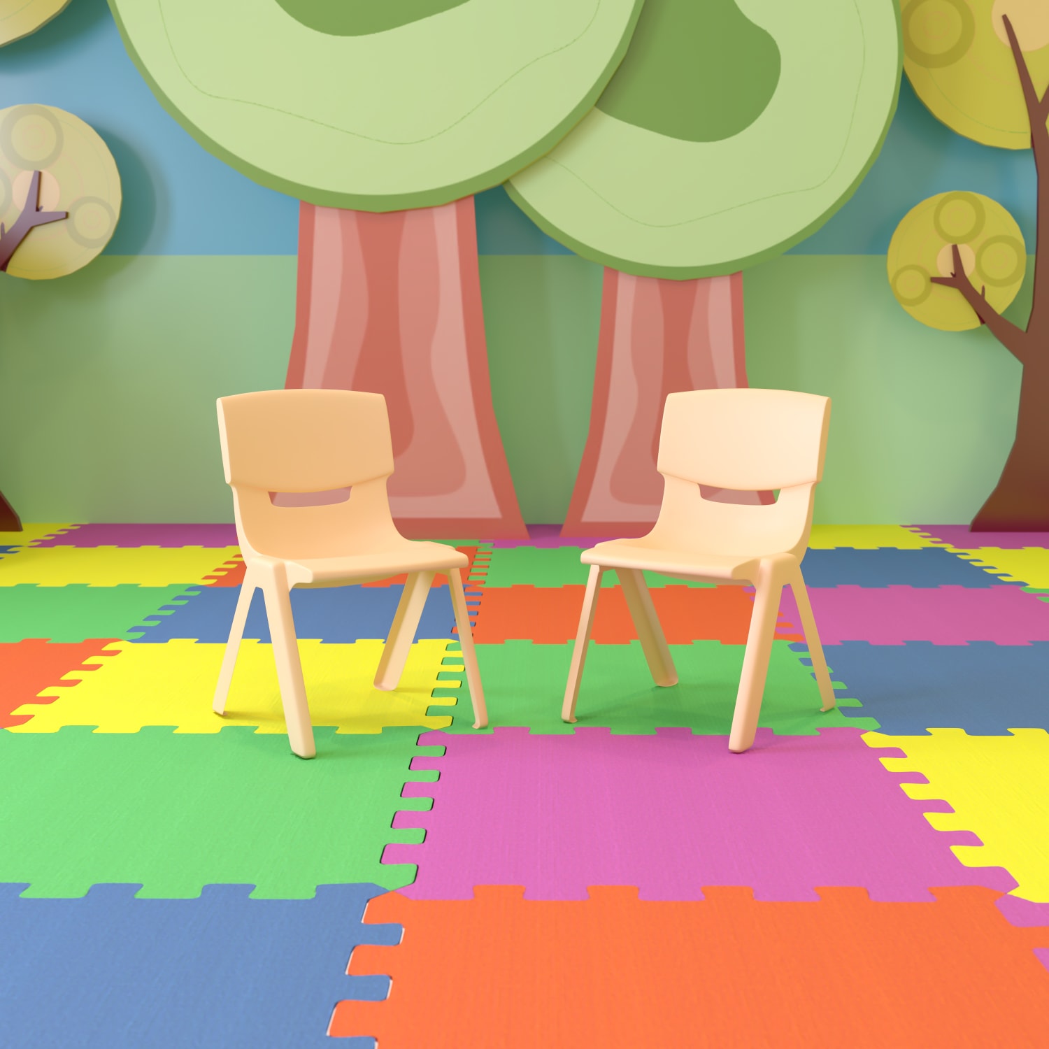 Flash Furniture Plastic Stackable School Chairs With 13 14in Seat Height Natural Set Of 2 Chairs PopularChairscom