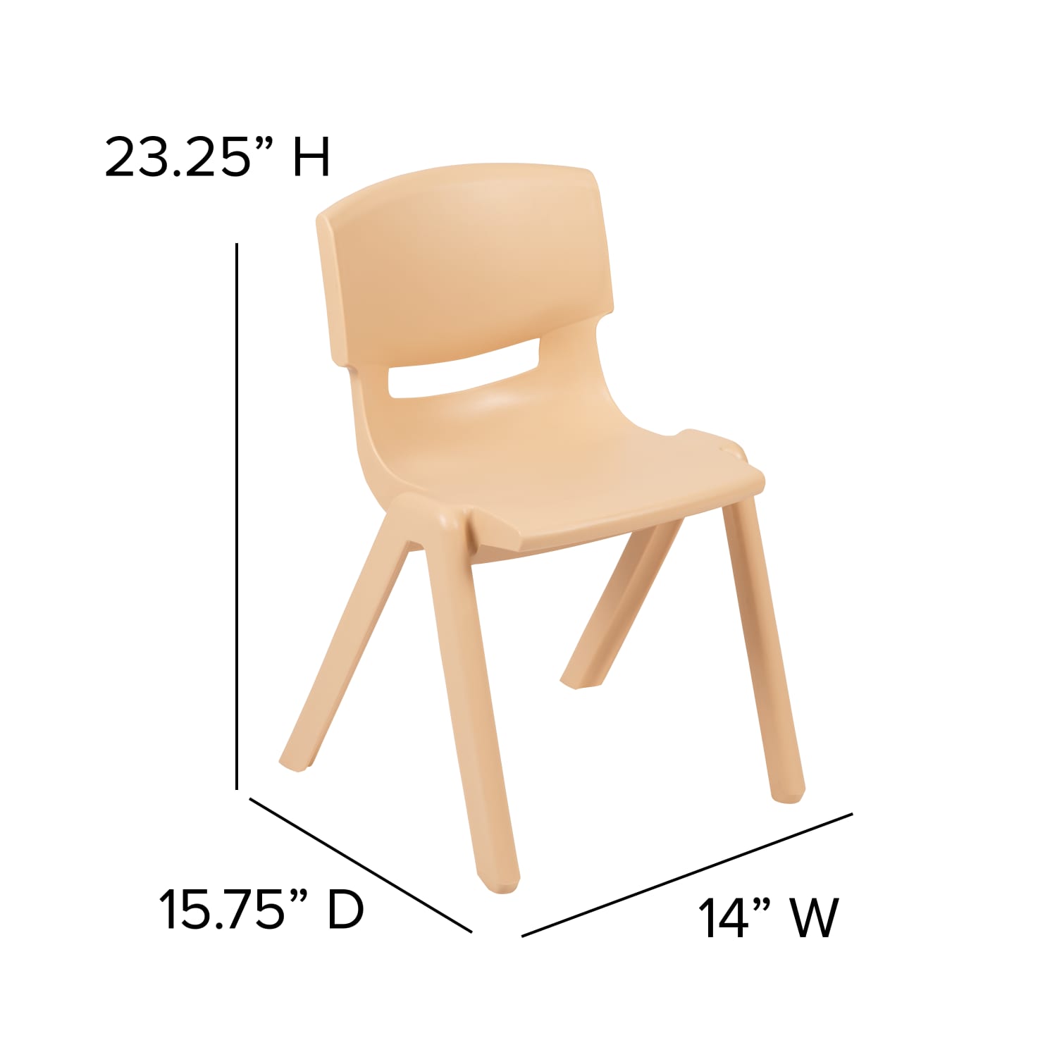 Flash Furniture Plastic Stackable School Chairs With 13 14in Seat Height Natural Set Of 2 Chairs PopularChairscom