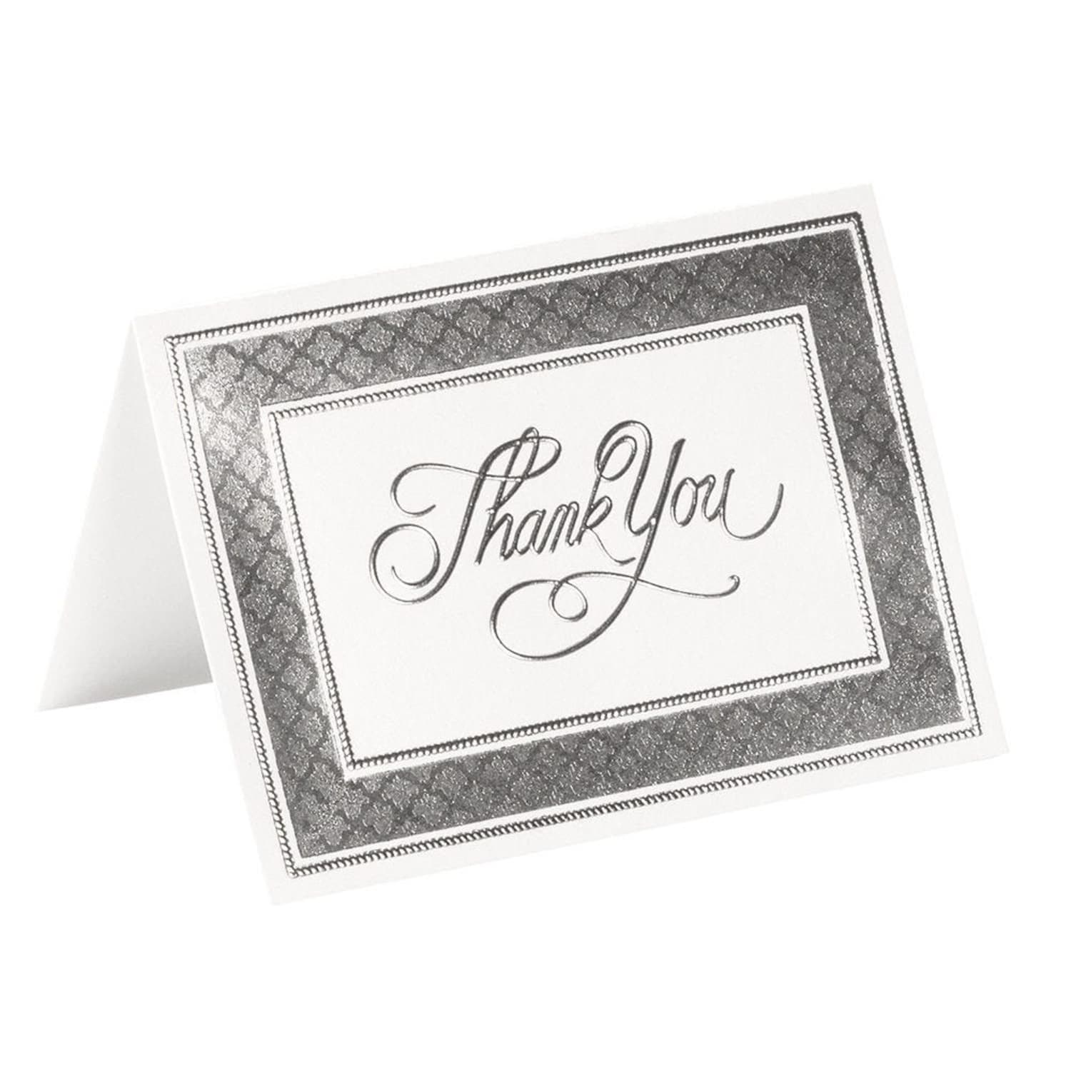 JAM Paper Thank You Card Sets, 4-7/8in x 3-3/8in, Silver Border Cards With Kraft Envelopes, Pack Of 25 Cards And Envelopes - Image 4