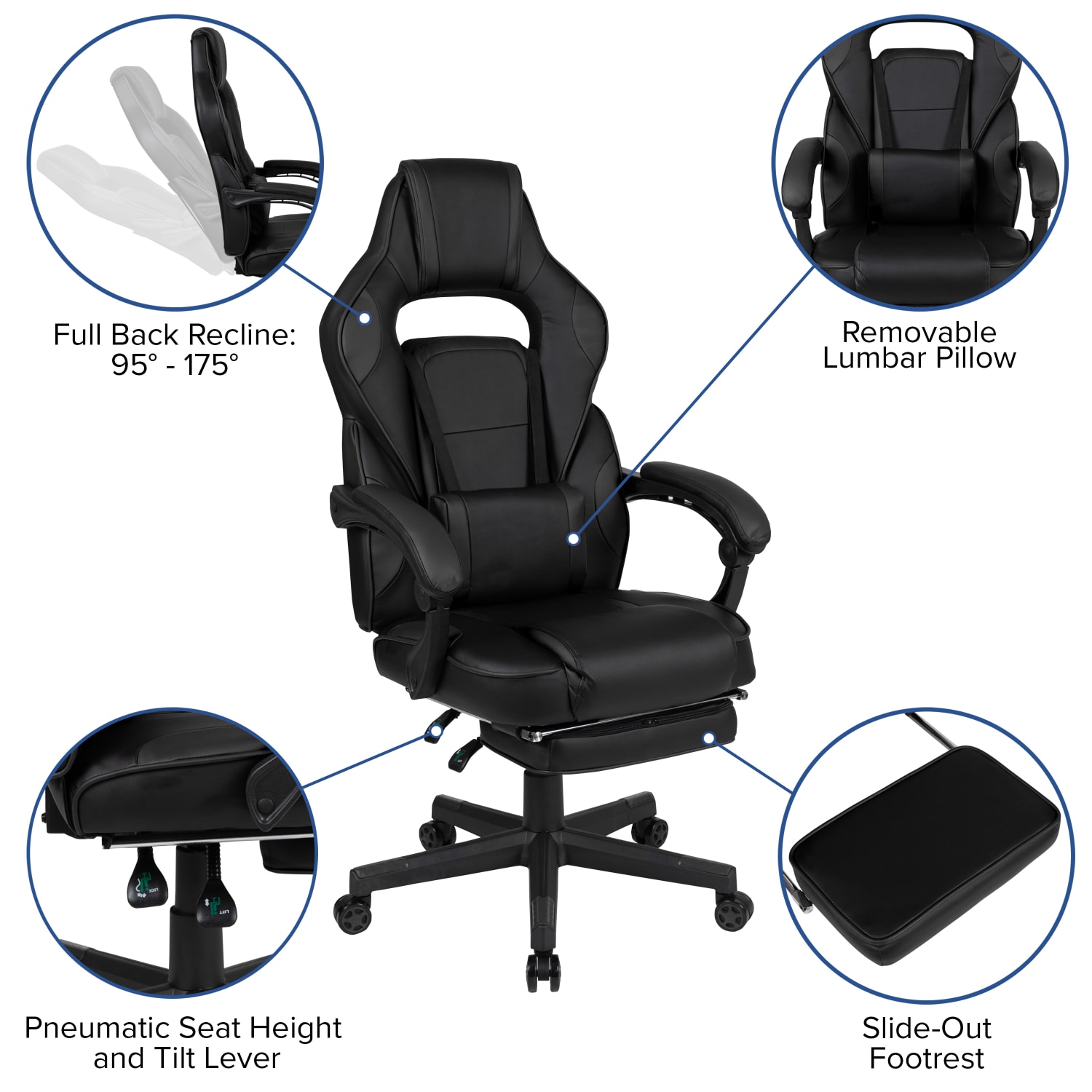 Flash Furniture X40 Gaming Chair With Fully Reclining Back And Arms, Black - Image 6