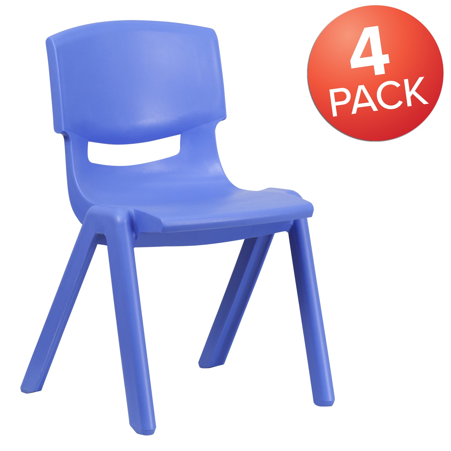 Flash Furniture Plastic Stackable School Chairs With 15.5in Seat Height, Blue, Set Of 4 Chairs - Image 3