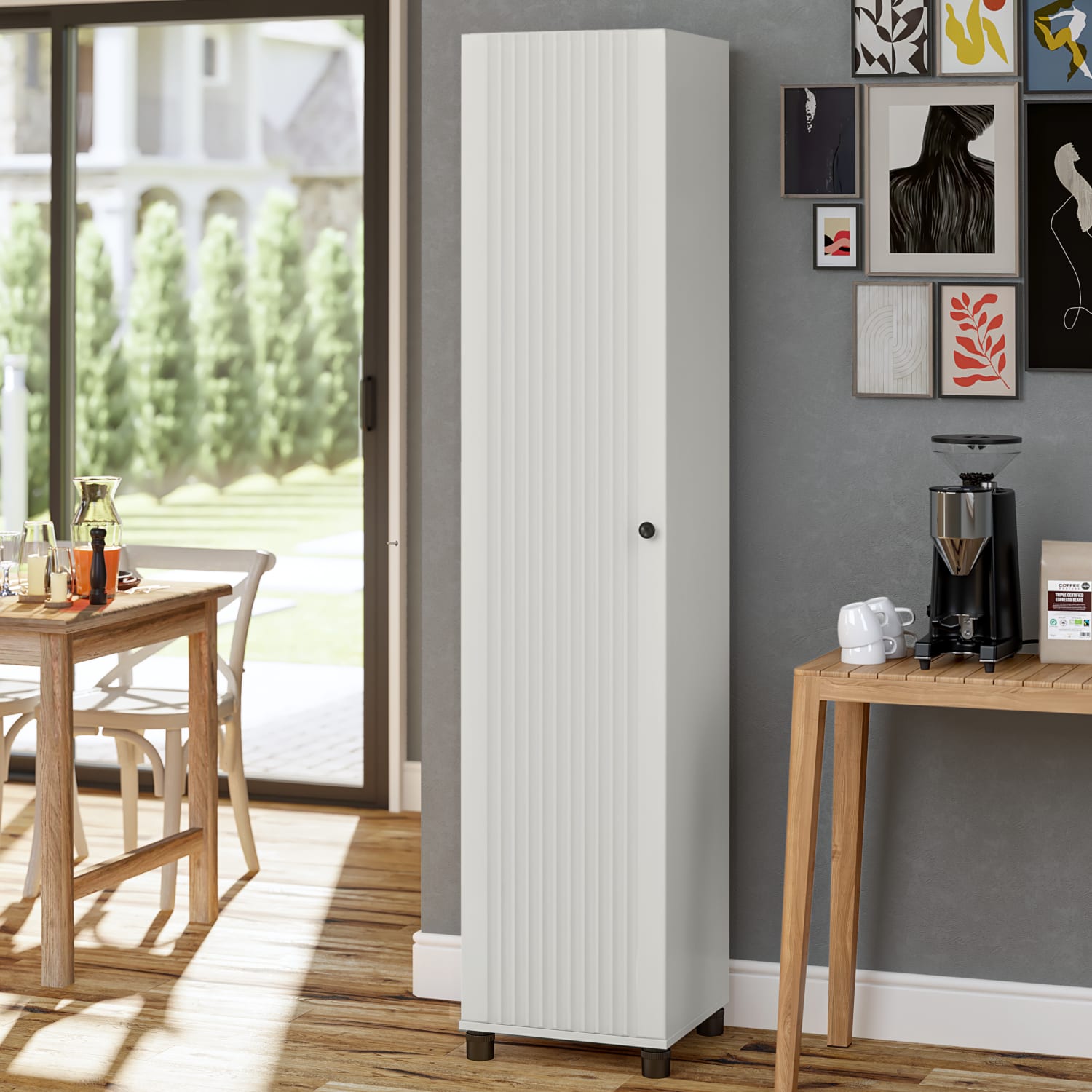 Systembuild Evolution Kendall Fluted 16inW 1-Door Storage Cabinet, White - Image 3