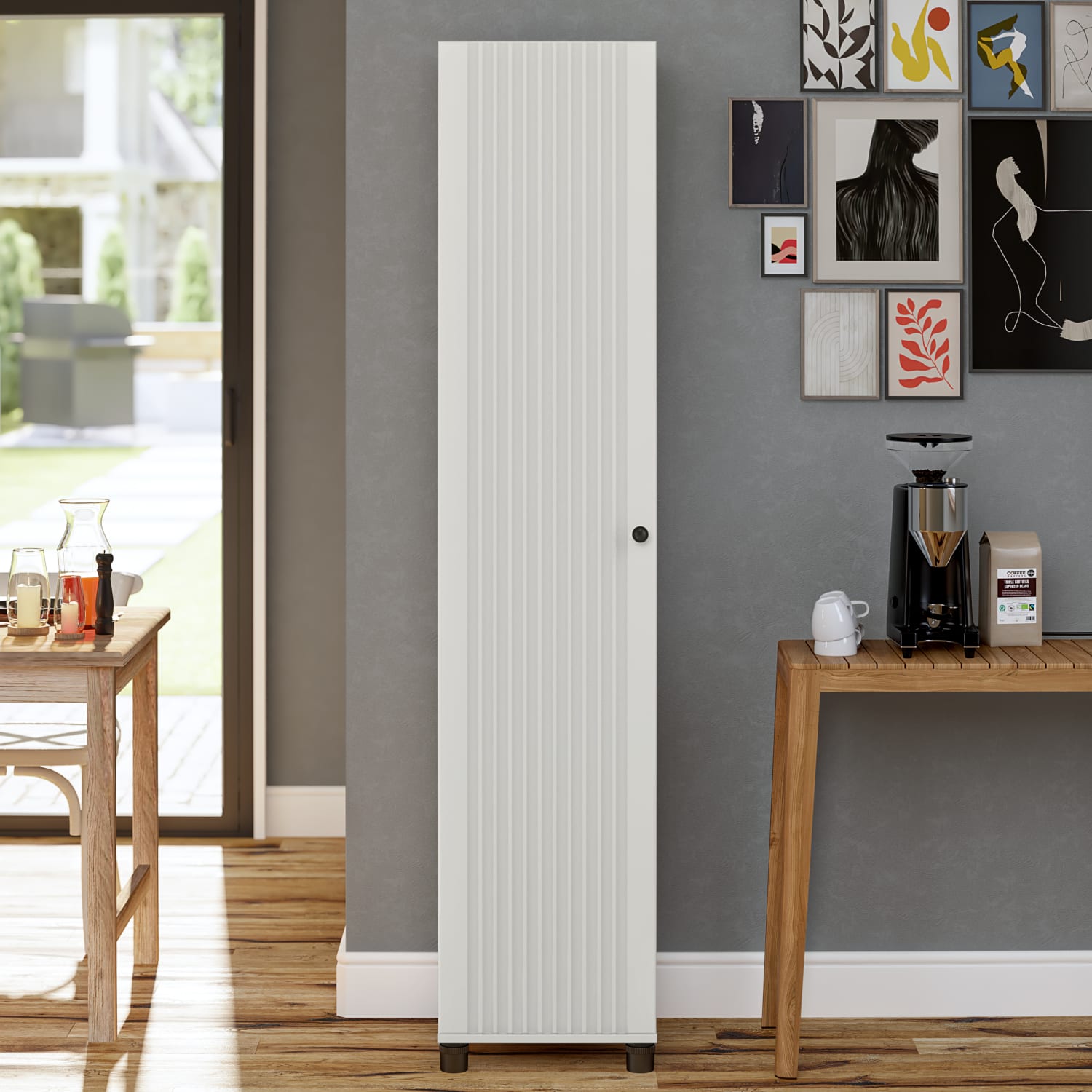 Systembuild Evolution Kendall Fluted 16inW 1-Door Storage Cabinet, White - Image 4