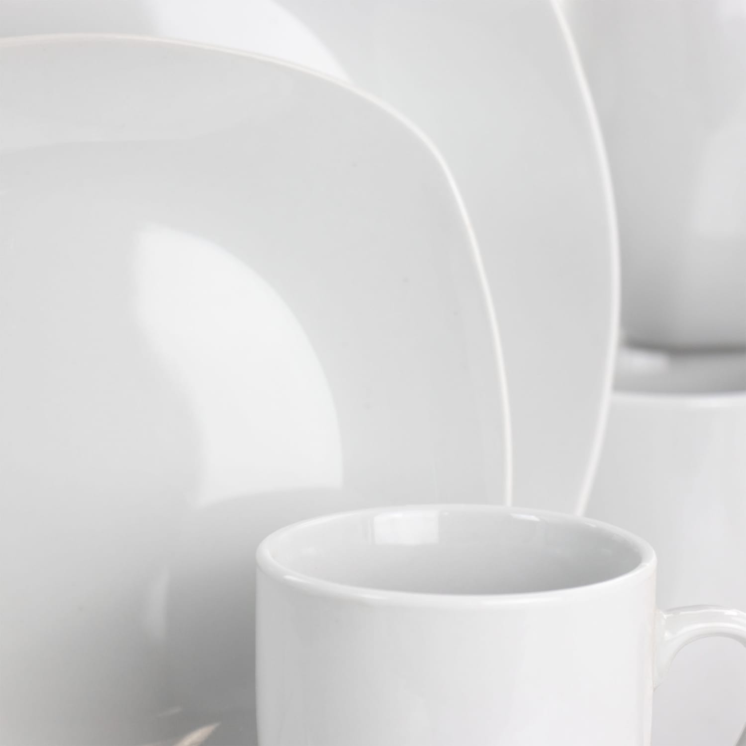 Gibson Home Classic Pearl 16-Piece Square Dinnerware Set, White - Image 4