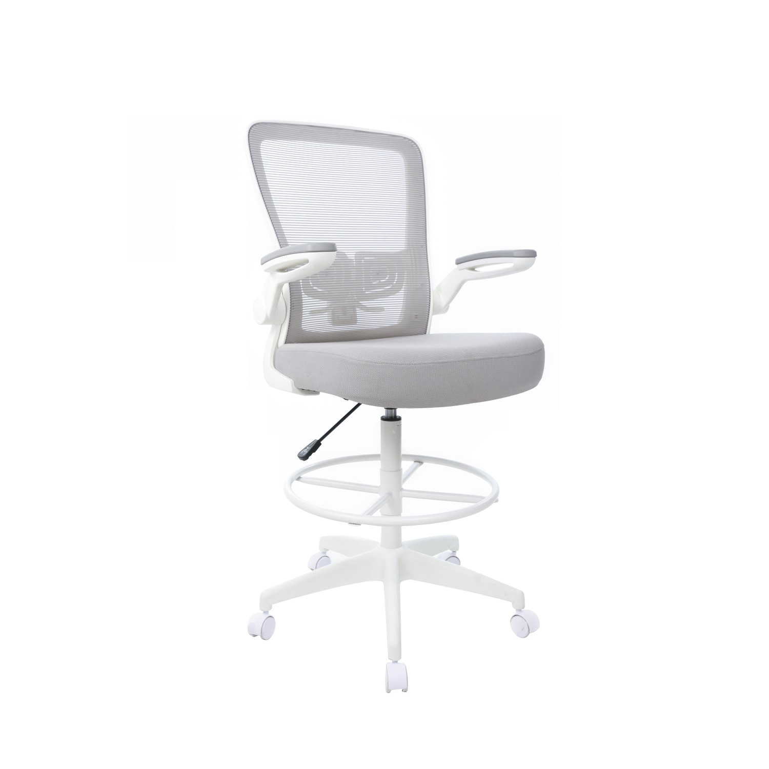 Boss Office Products Mesh Flip Arm Stool With Back, Gray/White