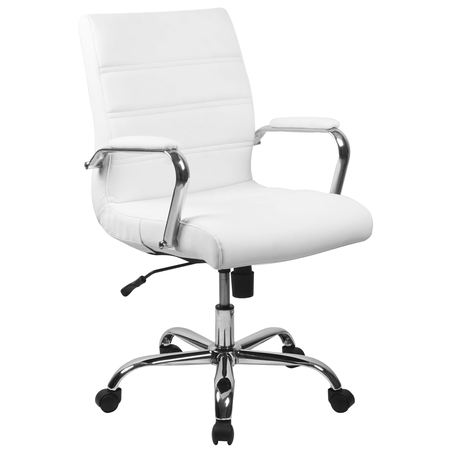 Flash Furniture LeatherSoft Faux Leather MidBack Office Chair With Chrome Base And Arms WhiteGray PopularChairscom Flash Furniture LeatherSoft Faux Leather Mid Back Office Chair With Chrome Base And Arms WhiteGray PopularChairscom