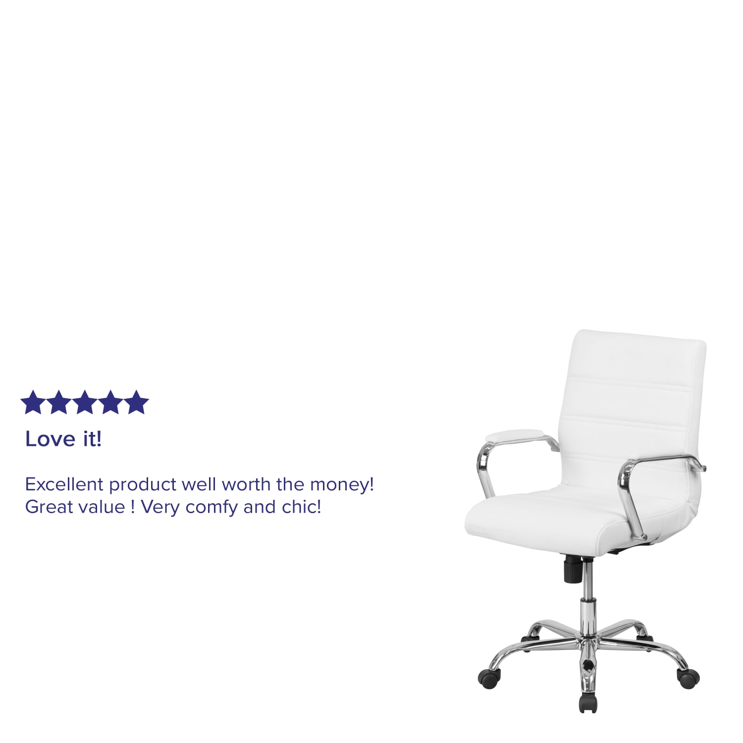 Flash Furniture LeatherSoft Faux Leather Mid Back Office Chair With Chrome Base And Arms WhiteGray PopularChairscom