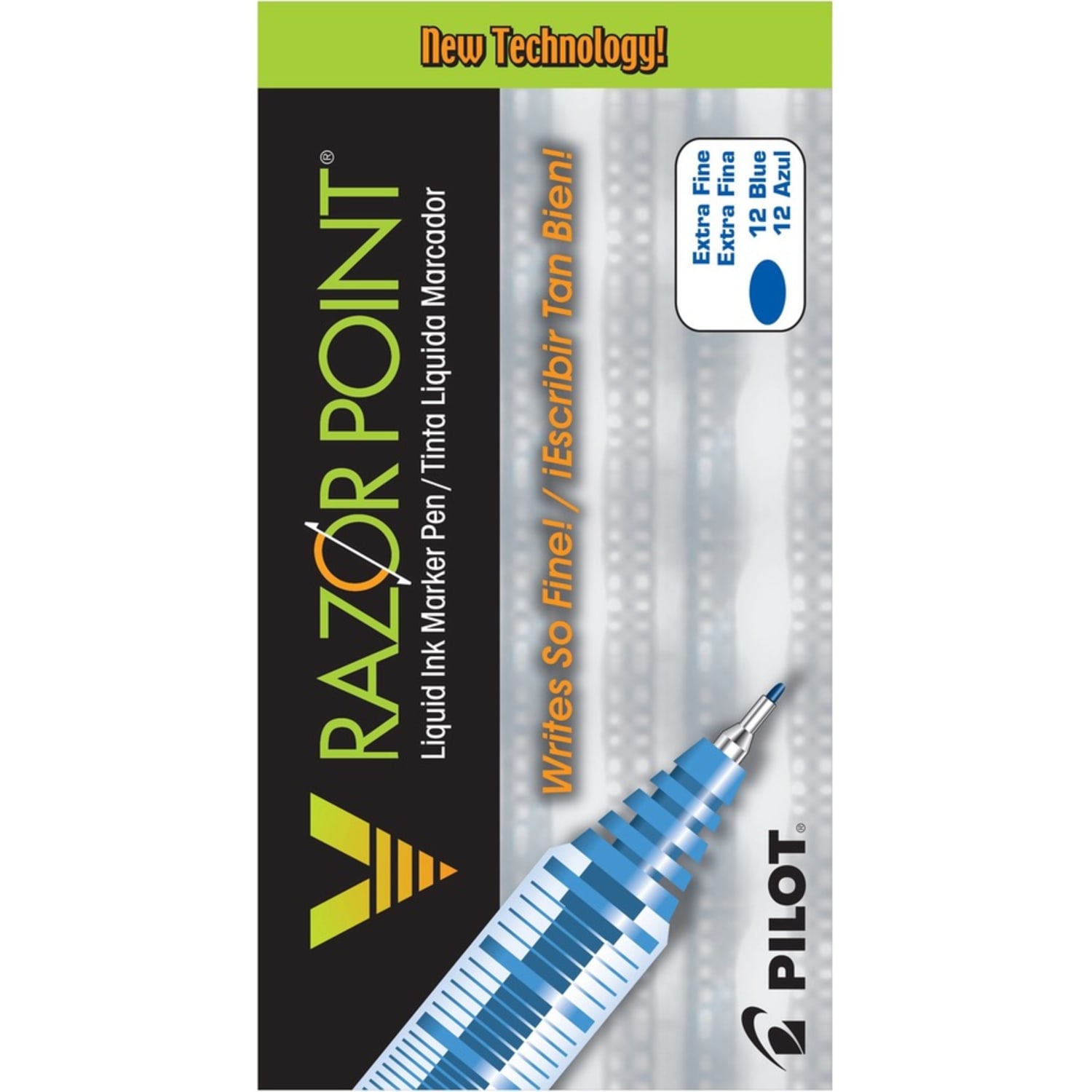 Pilot Liquid Ink Razor Point Pens, Extra-Fine Point, 0.3 mm, Graphite Barrel, Blue Ink, Pack Of 12 Pens - Image 4