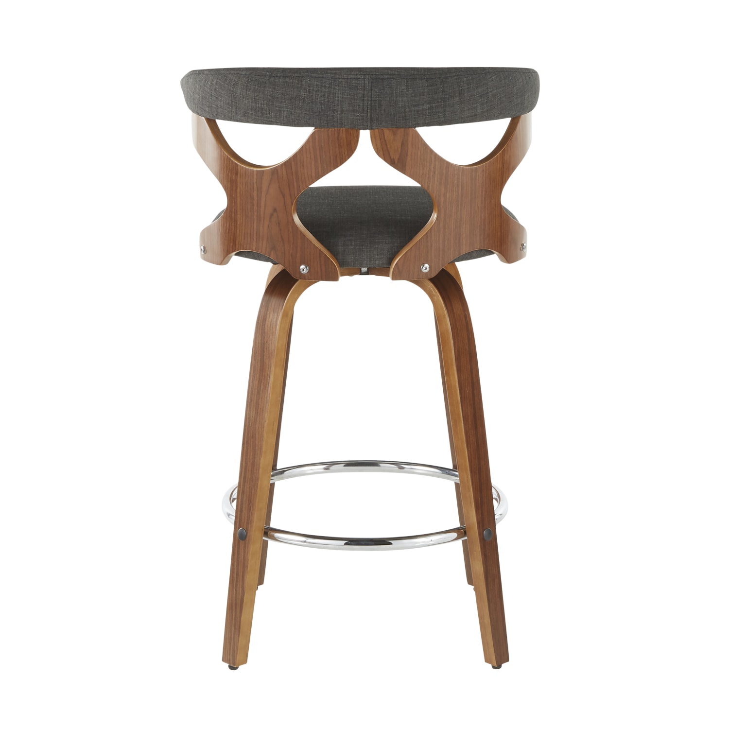 LumiSource Gardenia Mid Century Modern Counter Stools WalnutCharcoal Set Of 2 Stools PopularChairscom