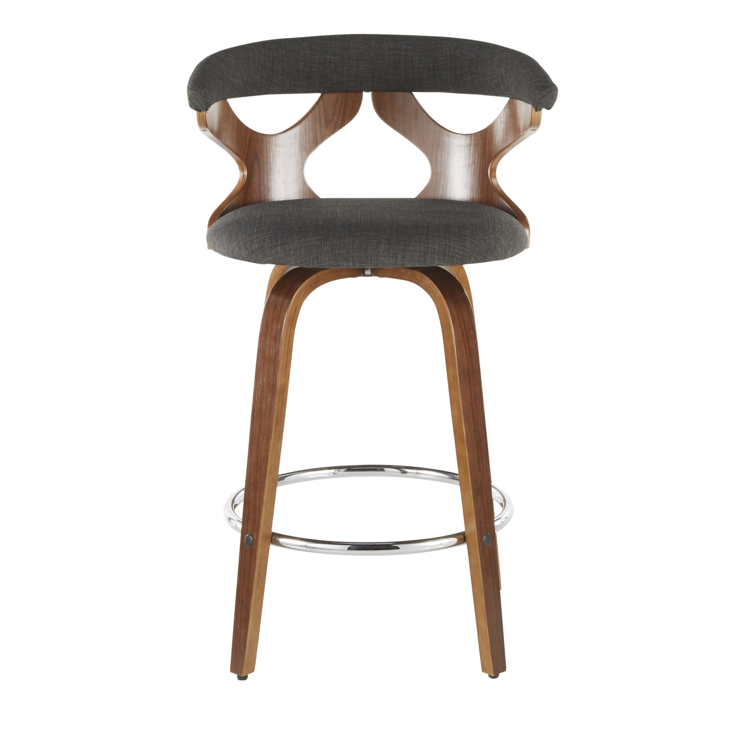 LumiSource Gardenia Mid Century Modern Counter Stools WalnutCharcoal Set Of 2 Stools PopularChairscom