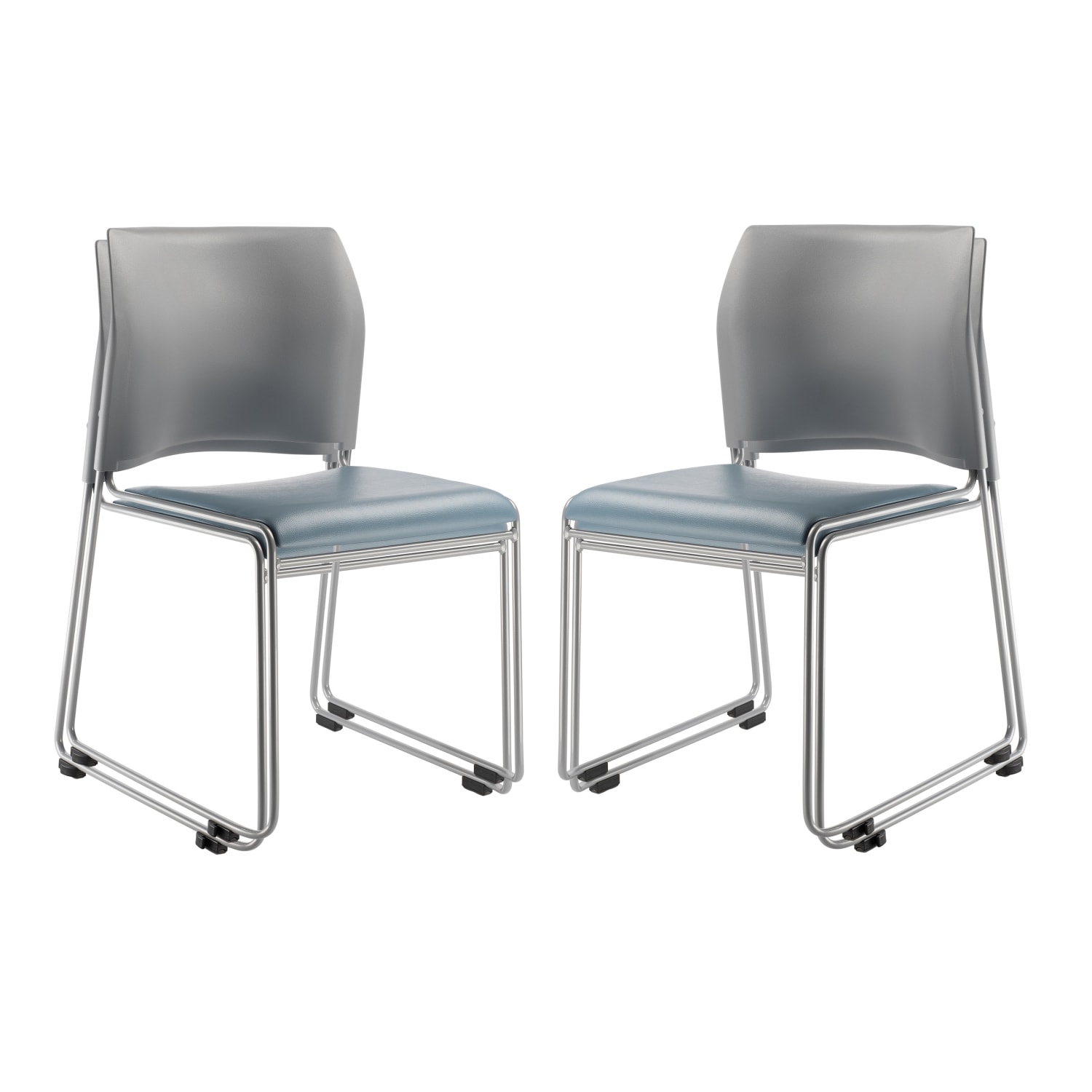 National Public Seating The Cafetorium Stackable Chairs, Blue Gray/Gray/Chrome, Set Of 4 - Image 3