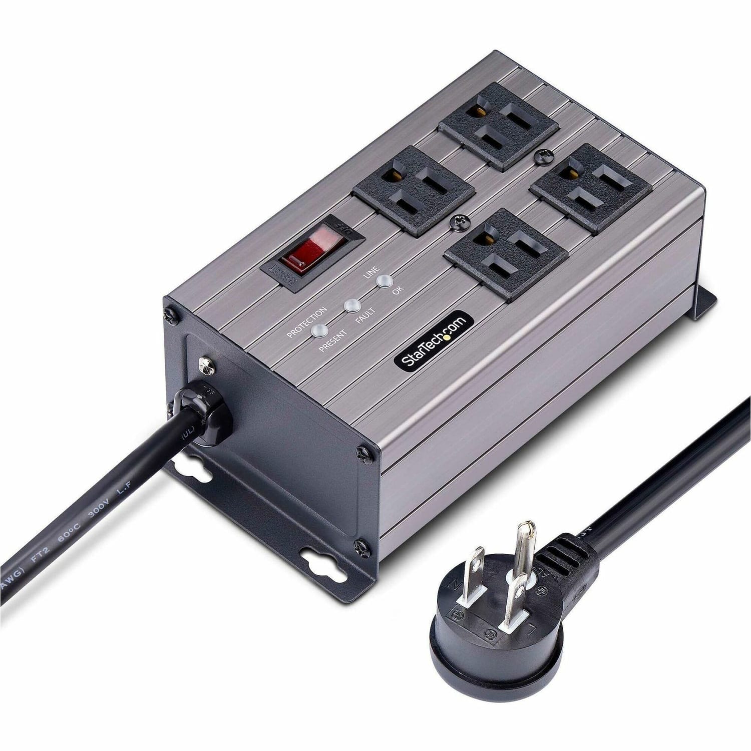 StarTech.com 4-Outlet Industrial Power Strip 125V/15A, EMI/RFI Isolation, Surge Protection, Mountable PDU, 8ft NEMA  - 4N515S8POWERSTRIP