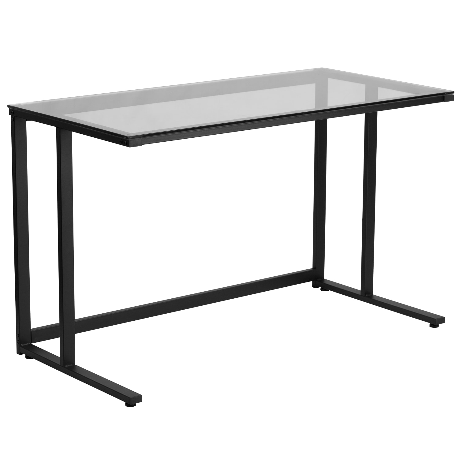 Flash Furniture 48inW Contemporary Glass Pedestal Frame Computer Desk, Black/Clear - Image 3
