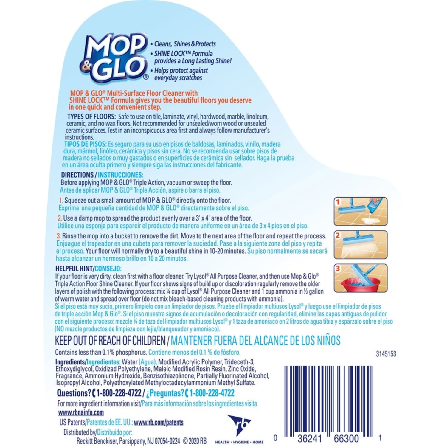 Mop & Glo Multi-Surface Floor Cleaner, Lemon Scent, 64 Oz Bottle, Case Of 6 - Image 6