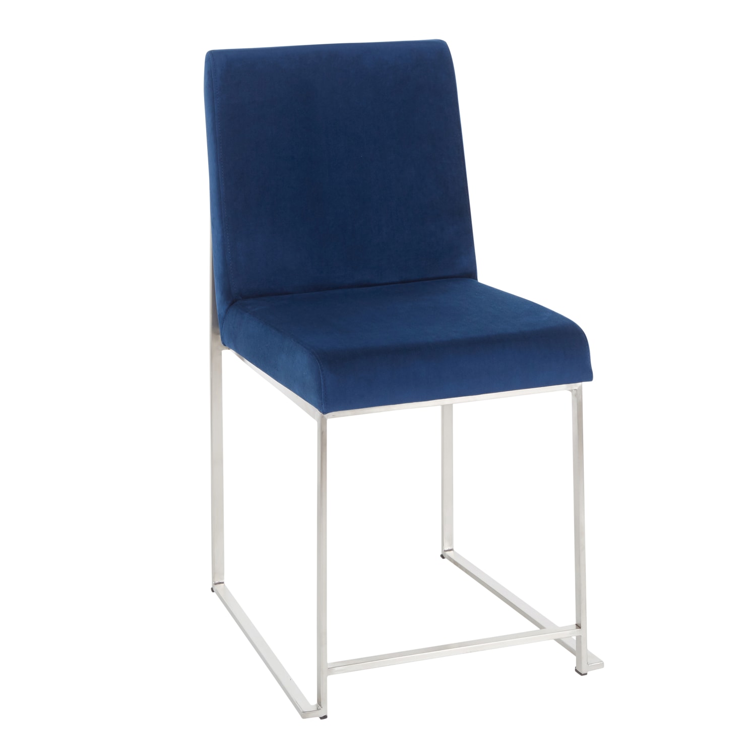 LumiSource Fuji High Back Dining Chairs BlueStainless Steel Set Of 2 Chairs PopularChairscom