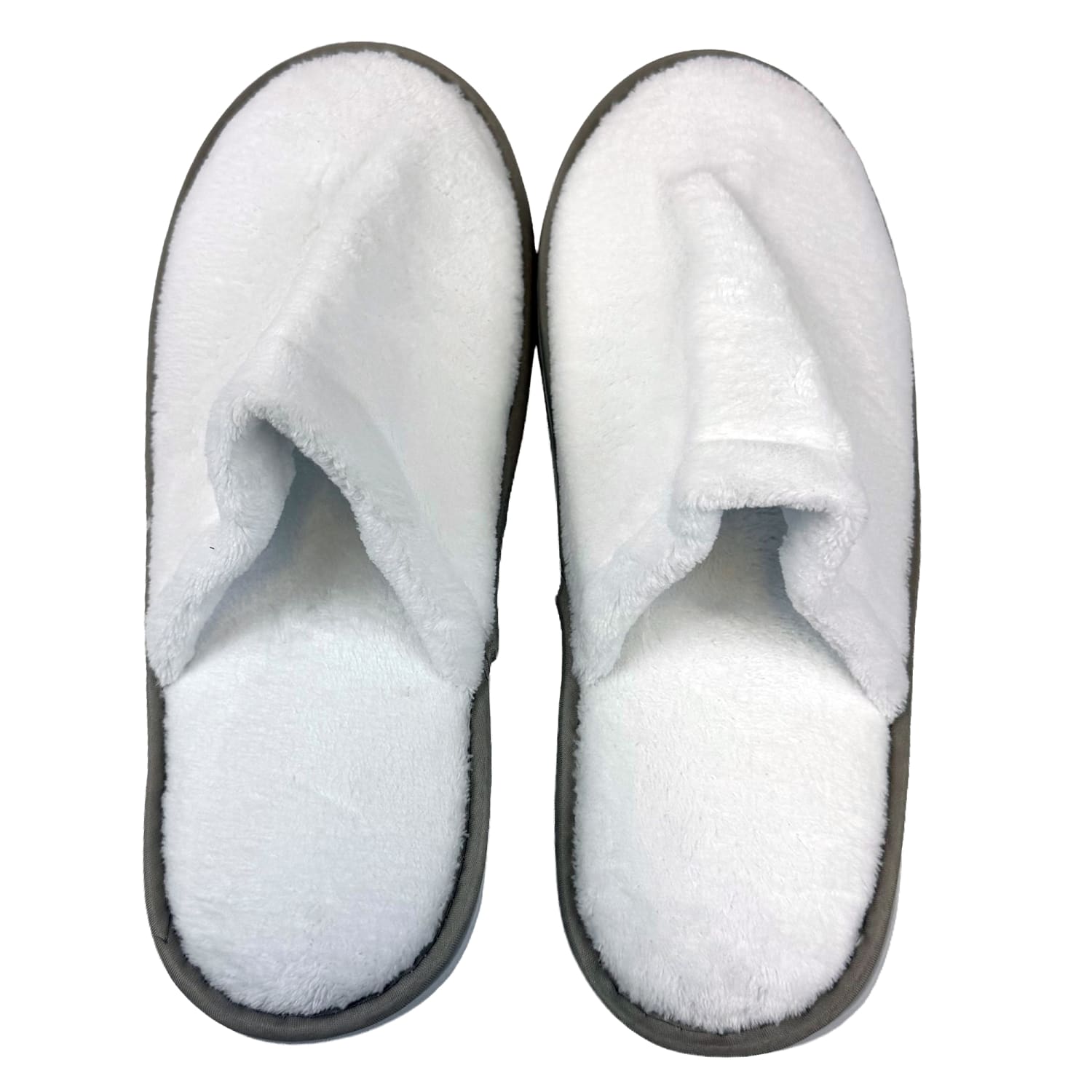 Hospitality Source Luxury Slippers, Universal Size, White/Gray, Case Of 50 Sets - Image 3