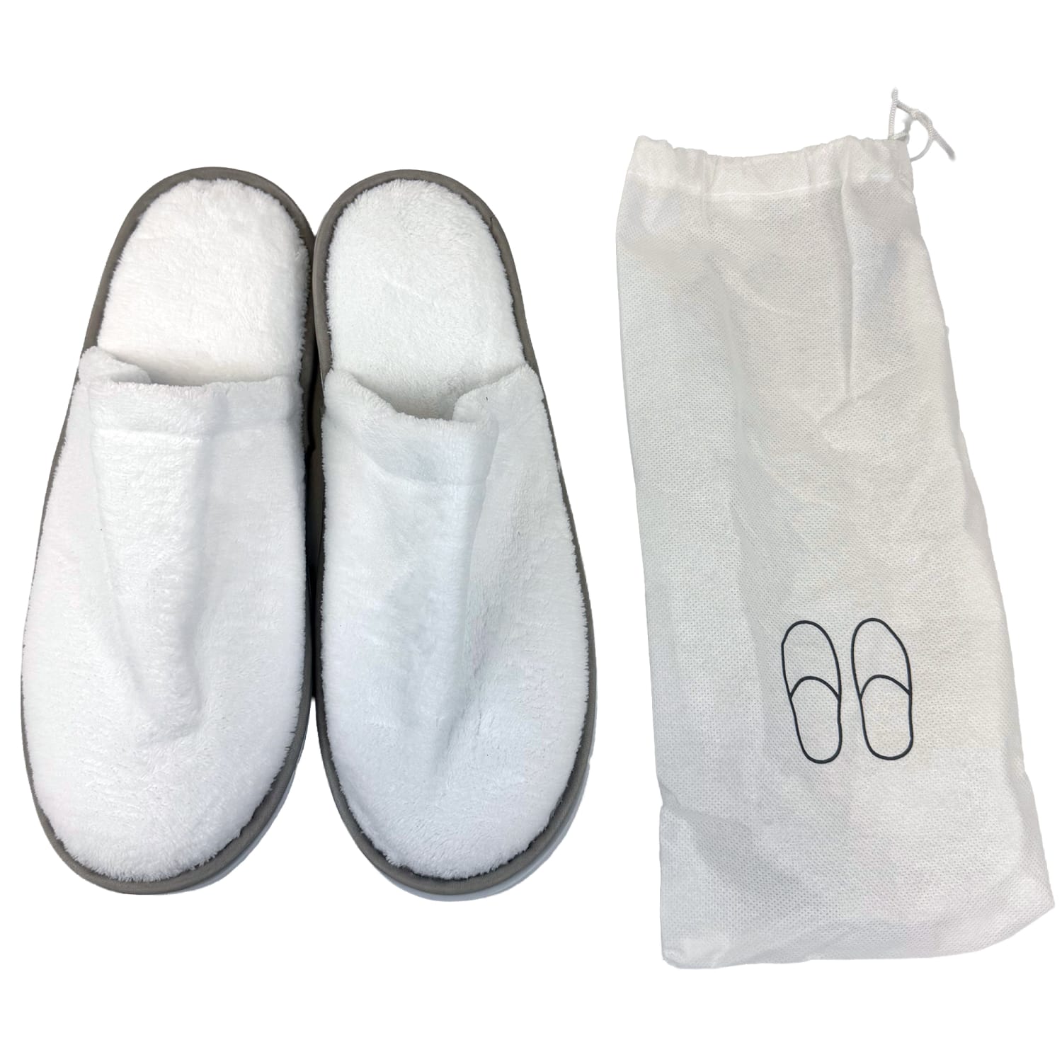 Hospitality Source Luxury Slippers, Universal Size, White/Gray, Case Of 50 Sets - Image 5