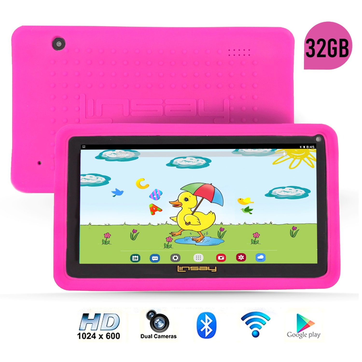 Linsay 7in Tablet, 2GB Memory, 32GB Storage, Android 12, Kids Pink - Image 6