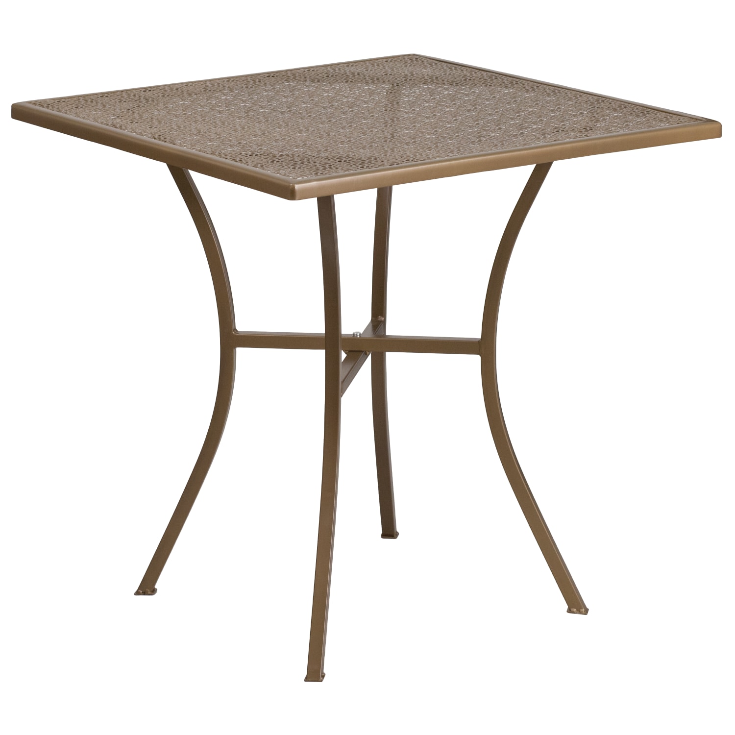 Flash Furniture Oia Commercial Grade Square Outdoor Steel Patio Table, 28-1/4inH x 28inW x 28inD, Gold - Image 3