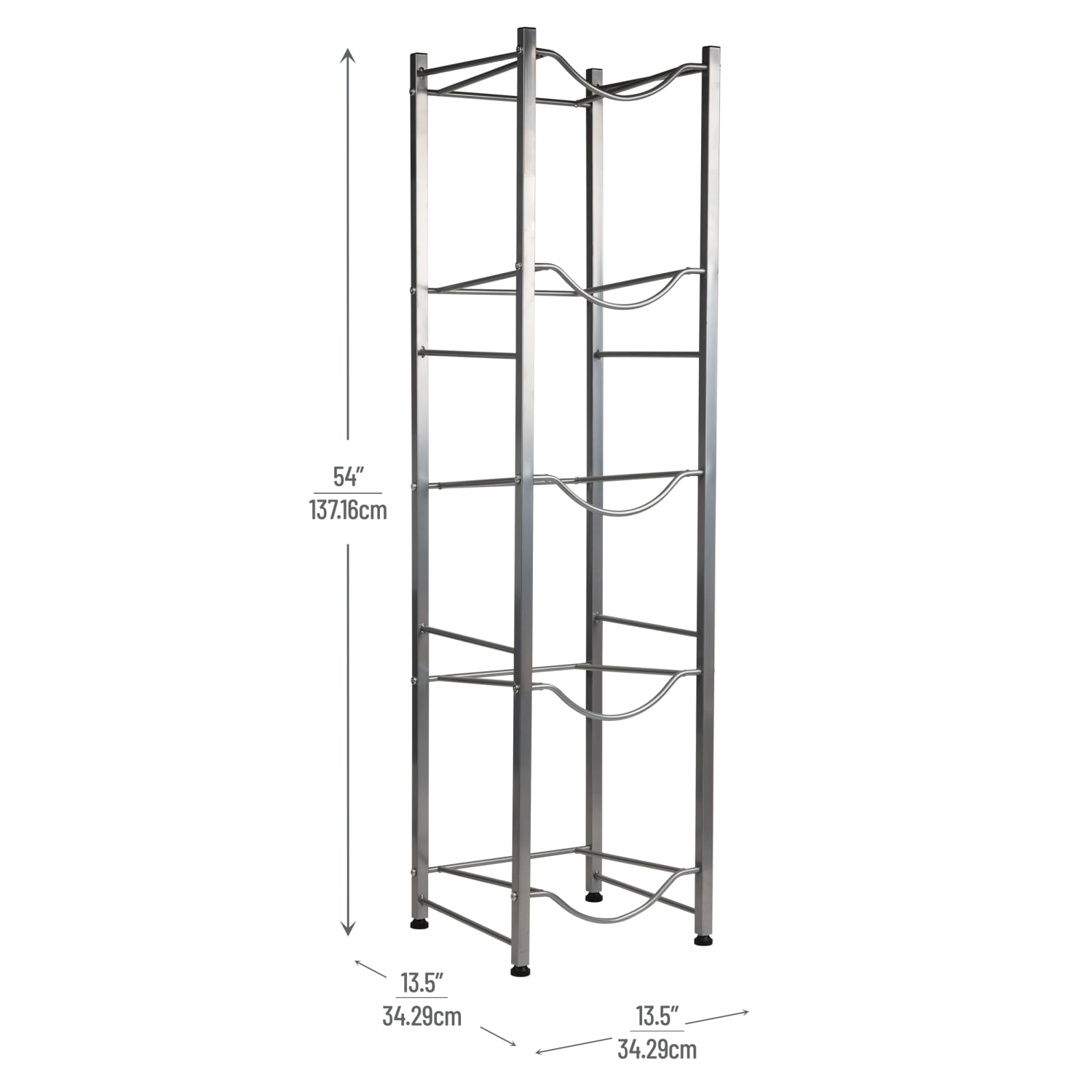 Mind Reader Heavy Duty 5-Tier Water Jug Stand, Metal, 54inH x 13-1/2in L x 13-1/2inW, Silver - Image 4