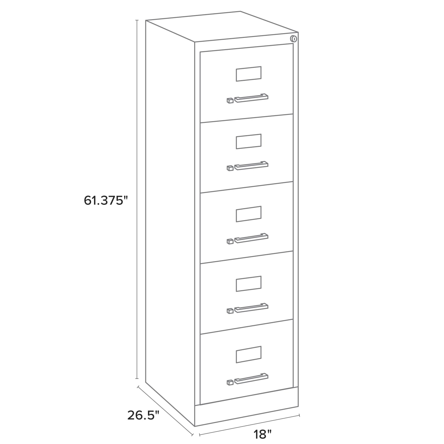 WorkPro 26-1/2inD Vertical 5-Drawer Legal-Size File Cabinet, Putty - Image 6