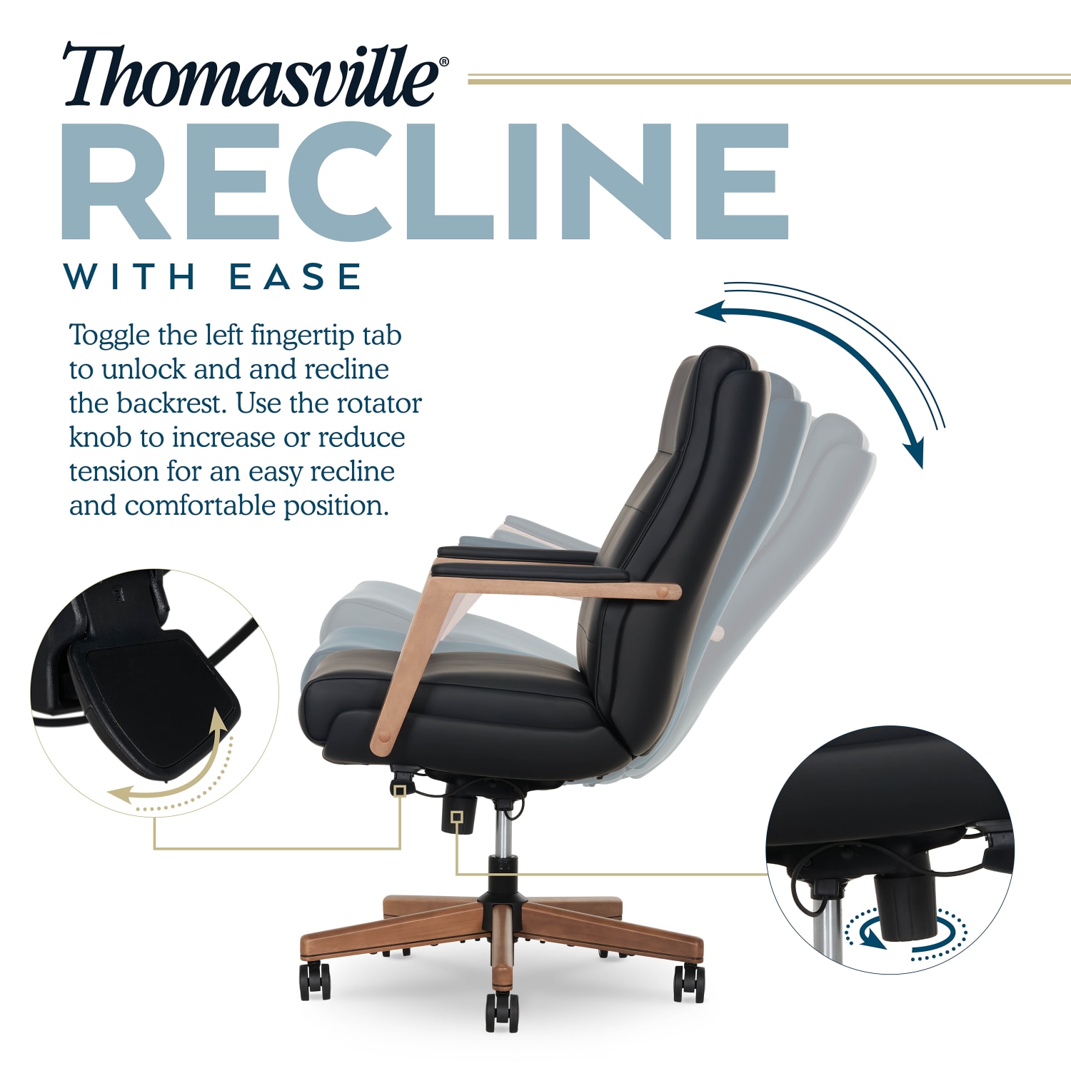Thomasville Fendley Ergonomic Vegan Leather Mid Back Office Chair BlackBrown PopularChairscom