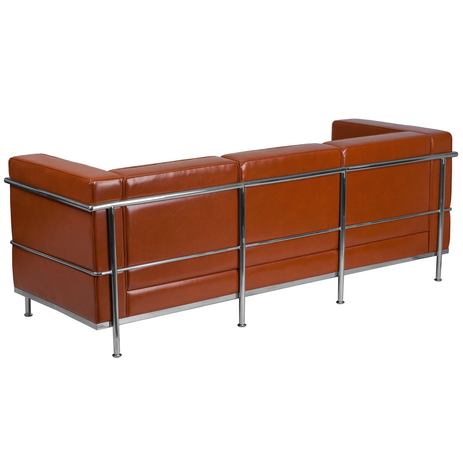 Flash Furniture HERCULES Regal Series Contemporary Leathersoft Sofa with Double Bar Encasing Frame Cognac PopularChairscom
