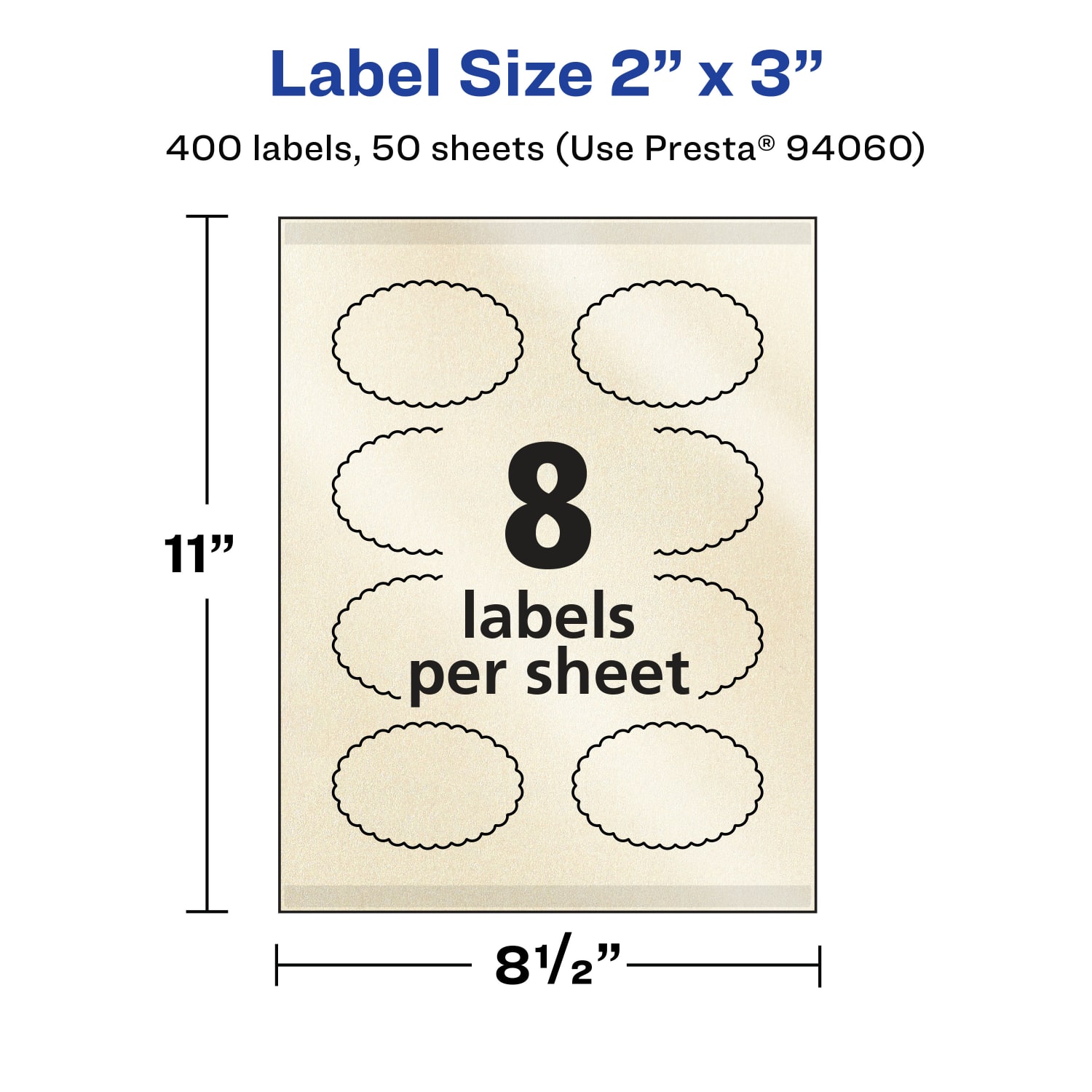 Avery Pearlized Permanent Labels With Sure Feed, 94060-PIP50, Oval Scalloped, 2in x 3in, Ivory, Pack Of 400 Labels - Image 6