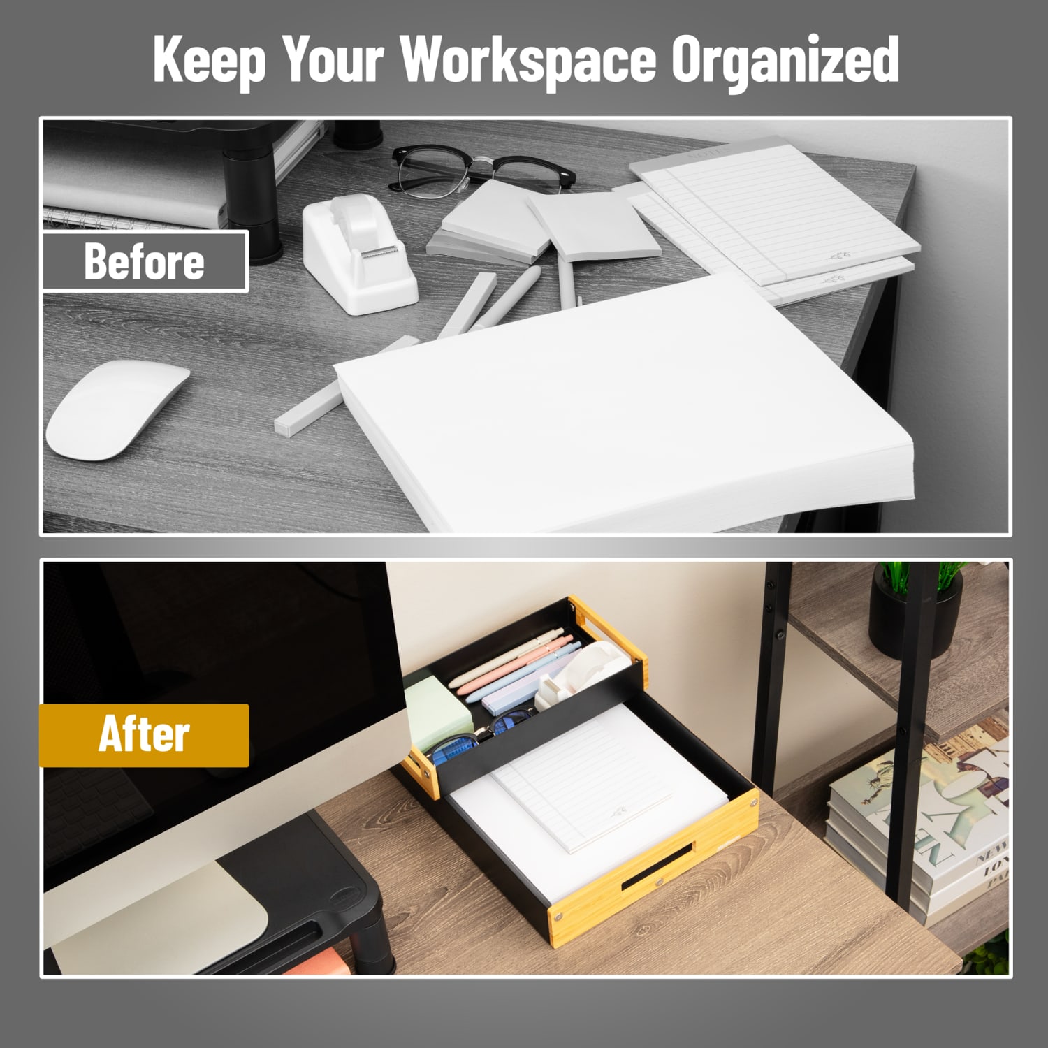 Mind Reader Metal And Wood Tiered Desktop Organizer Trays, 2-7/8inH x 13-3/4inW x 9-3/4inD, Black, Total Qty 2 - Image 6