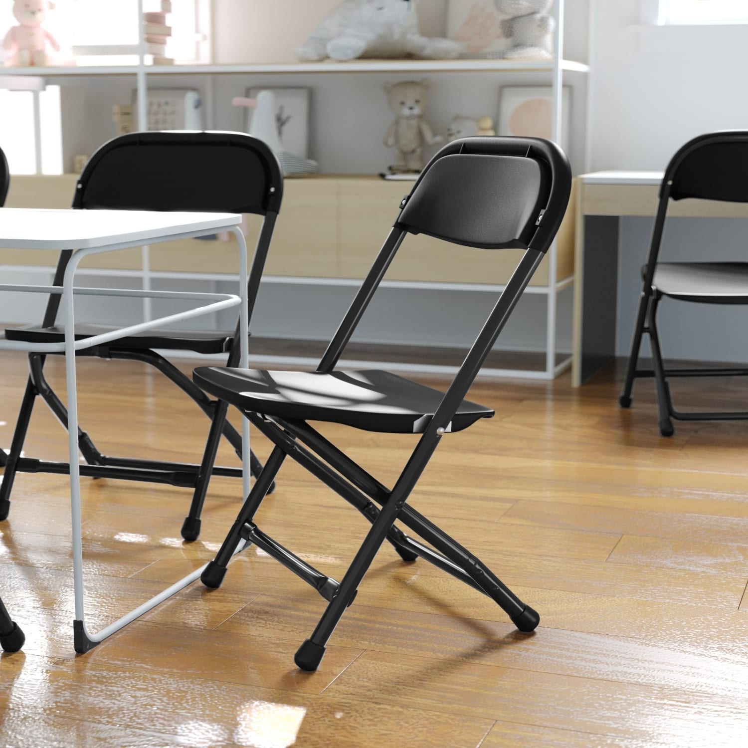 Flash Furniture 2 Pack Kids Plastic Folding Chair, Black - Image 4