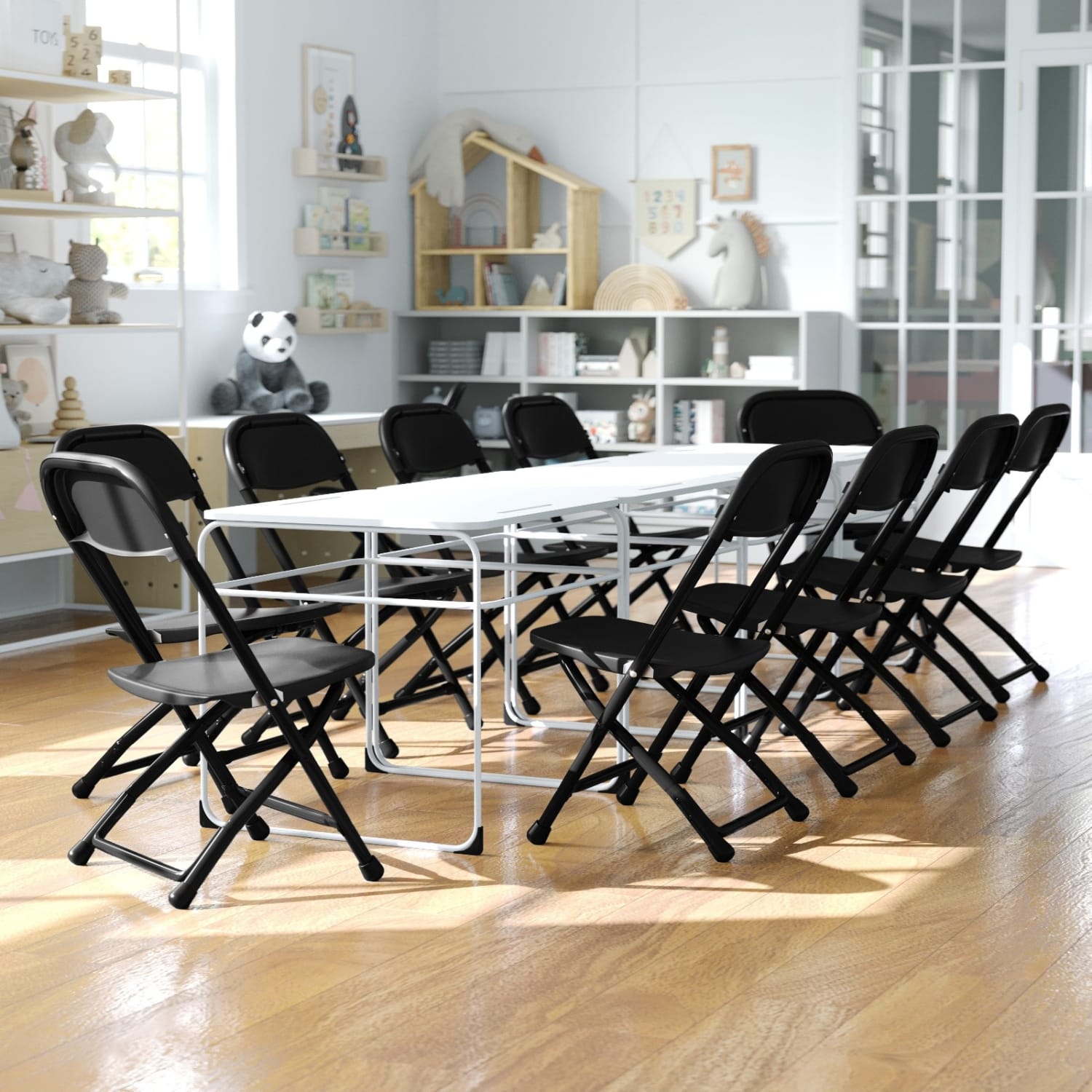 Flash Furniture 2 Pack Kids Plastic Folding Chair, Black - Image 6