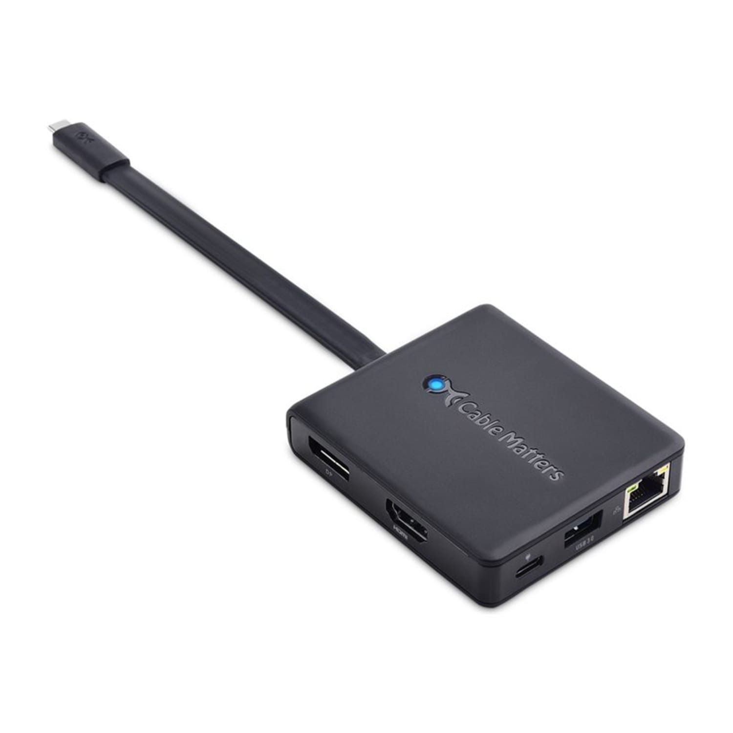Cable Matters USB-C Multiport Adapter with HDMI, DP & VGA - for Notebook/Monitor/Keyboard/Mouse/TV/Projector/Hard Drive/Flash Drive - Charging Capability - Rugged - USB Type C - 3 Displays Supported - 4K @ 60Hz, Full HD, 4K, 4K UHD