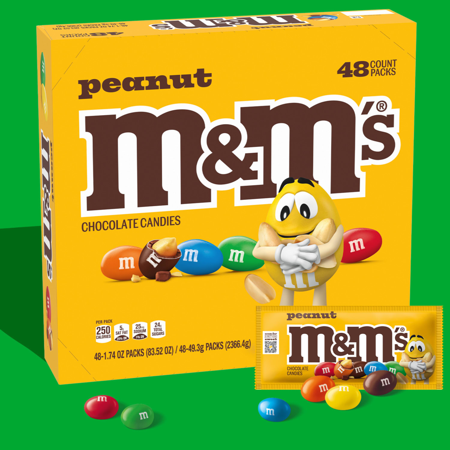 M&Ms Peanut Chocolate Candies, 1.74 Oz, Box Of 48 - Image 3