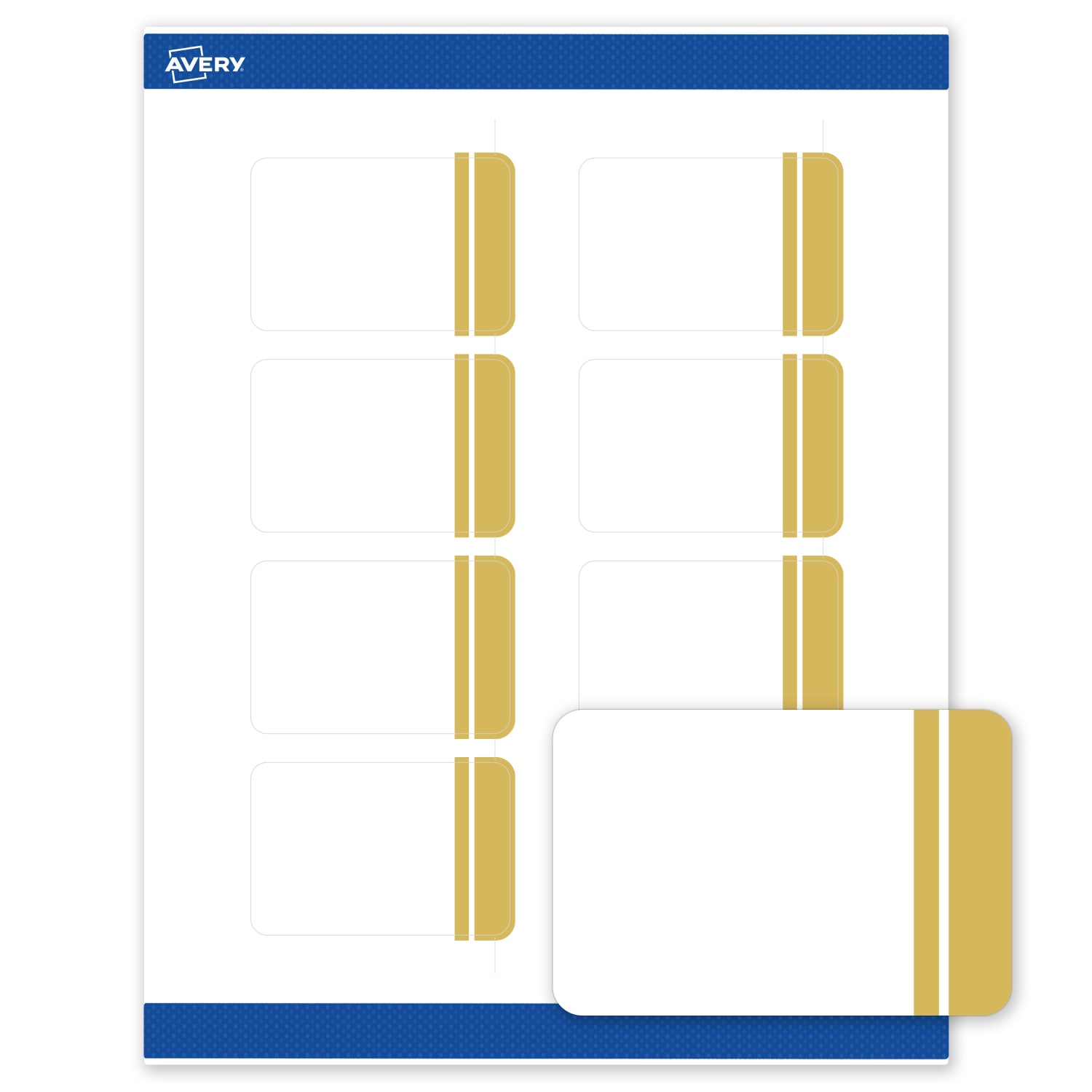 Avery Print-To-The-Edge Labels & Sure Feed, S00-DK9-PRWMP10, 2in x 3in, Matte White, Preprinted Double Dipped Gold Edge Design, Pack Of 80 - Image 3