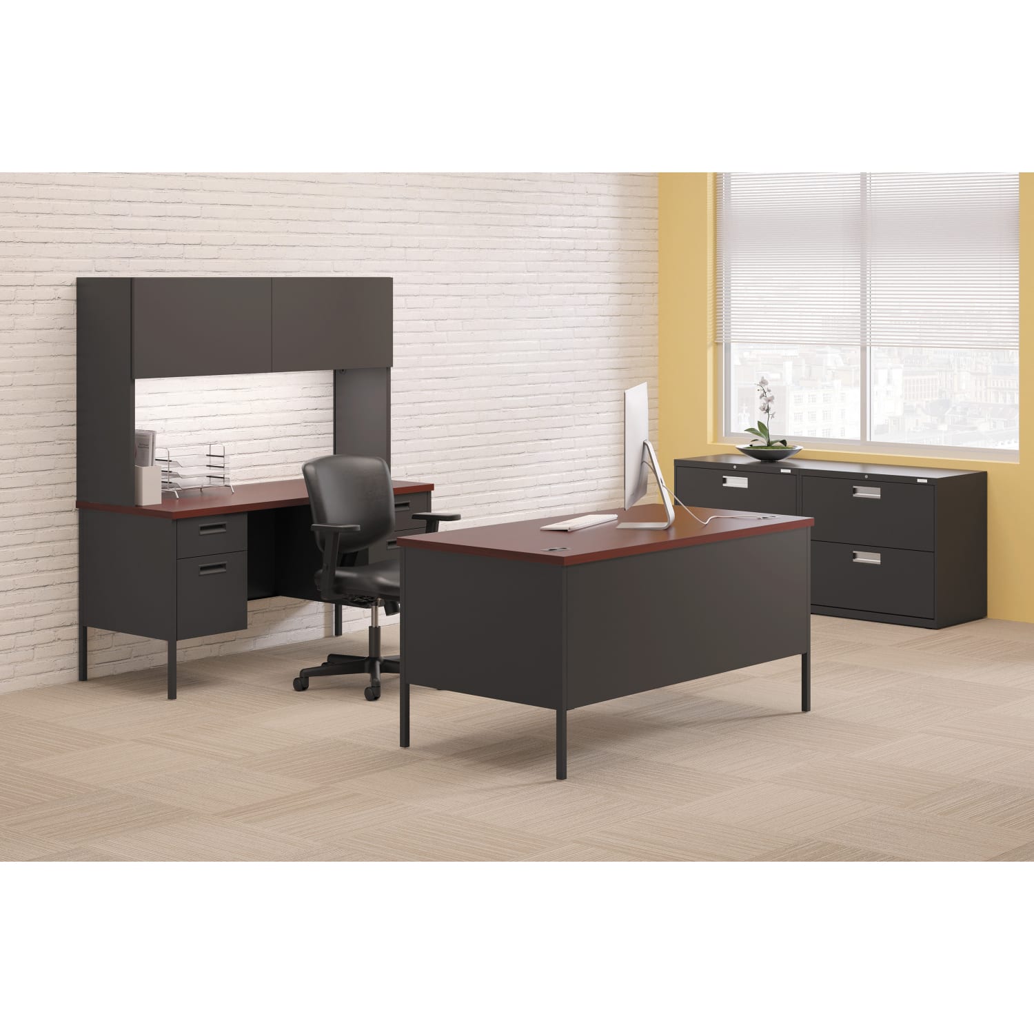 HON Metro Classic 48inW Right-Pedestal Writing Desk, Mocha/Black - Image 4