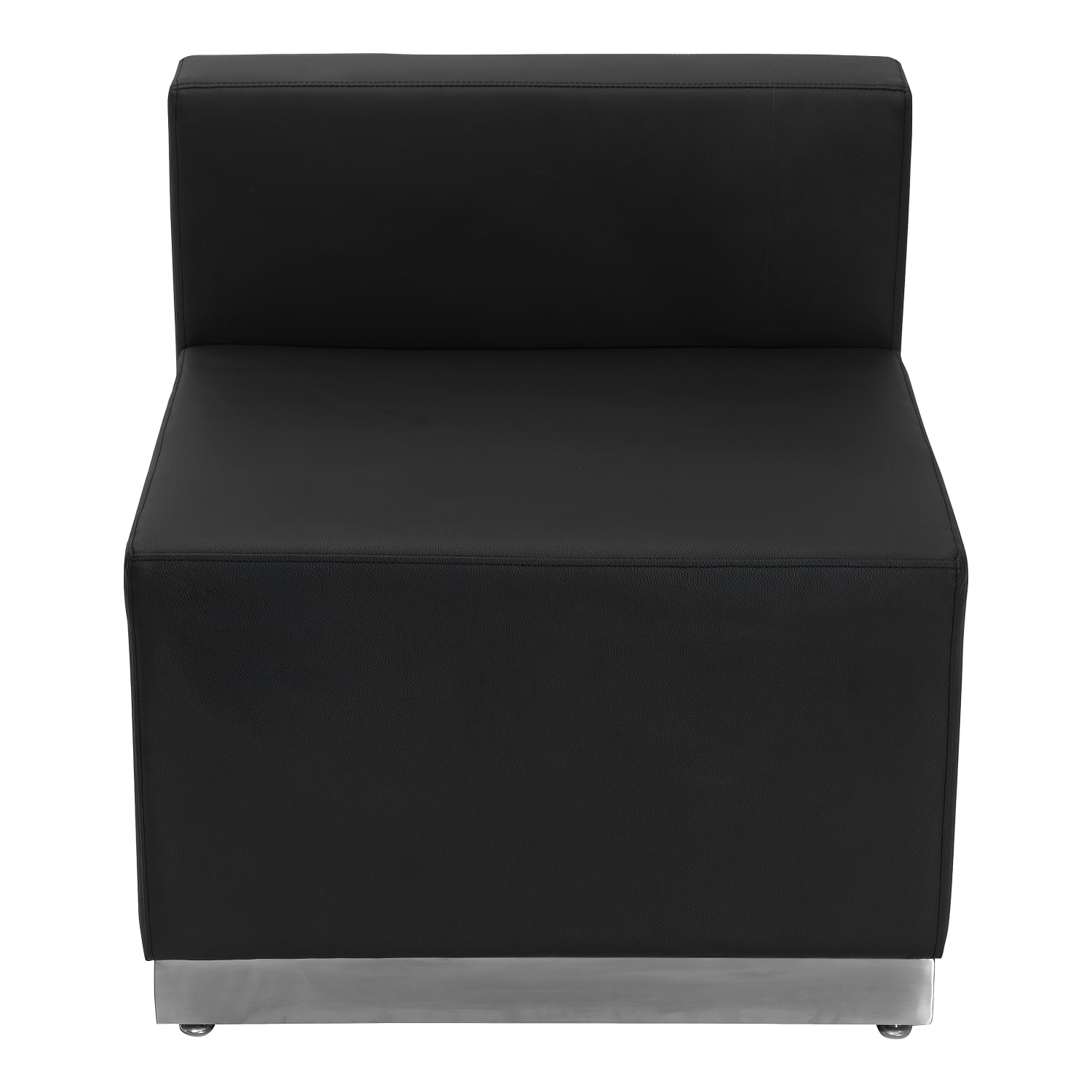 Flash Furniture HERCULES Alon Series LeatherSoft Chair with Brushed Stainless Steel Base, Black - Image 4