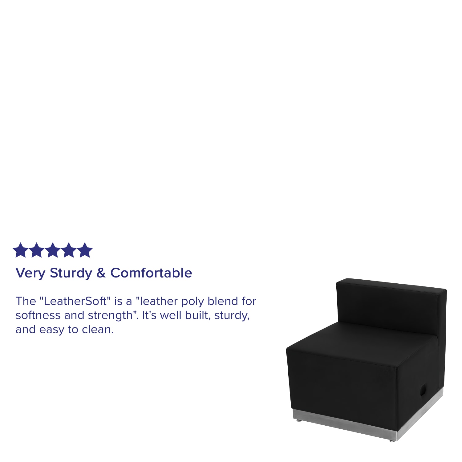 Flash Furniture HERCULES Alon Series LeatherSoft Chair with Brushed Stainless Steel Base, Black - Image 6