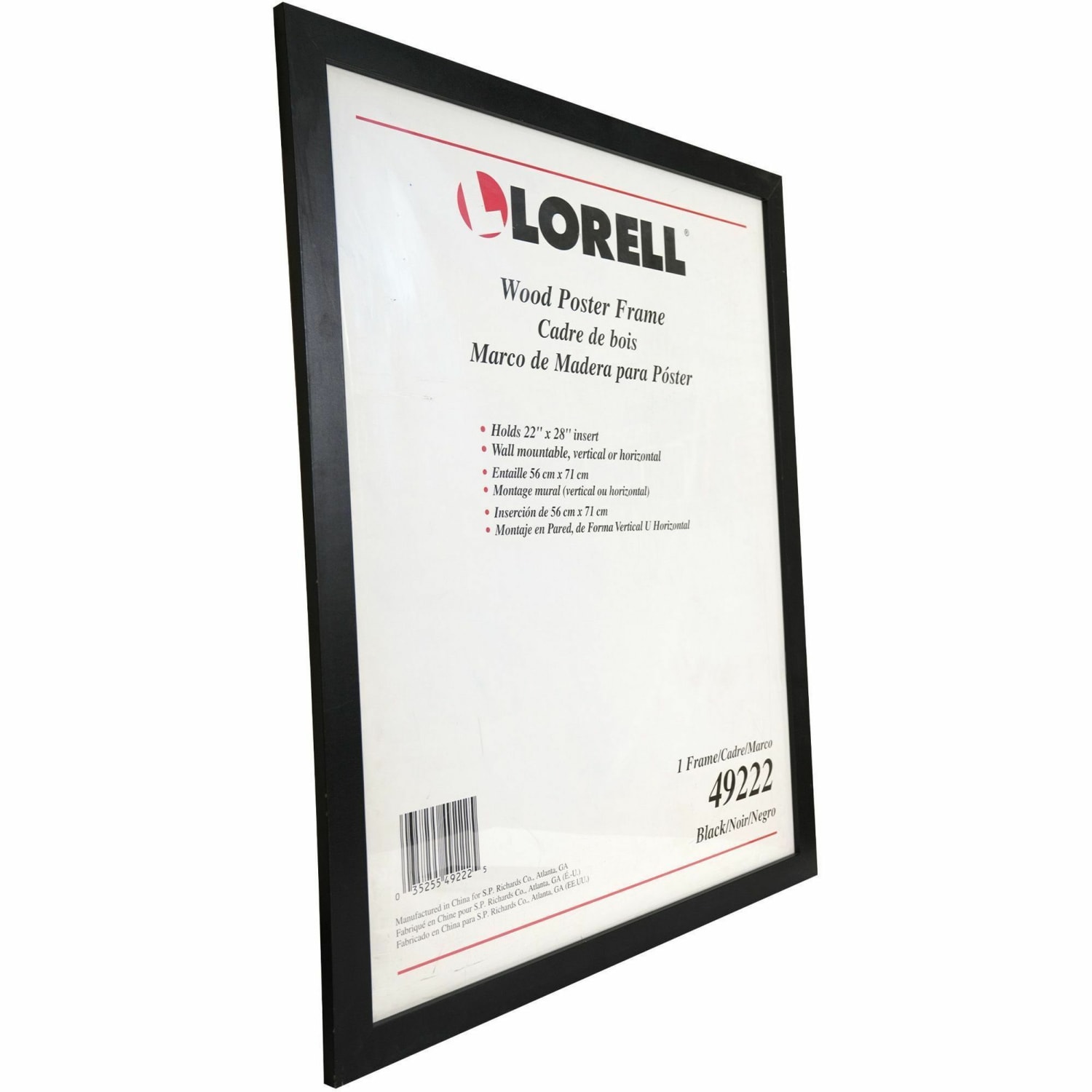 Lorell Solid Wood Poster Frame - 22in x 28in Frame Size - Rectangle - Horizontal, Vertical - Black - 1 Each - Image 3