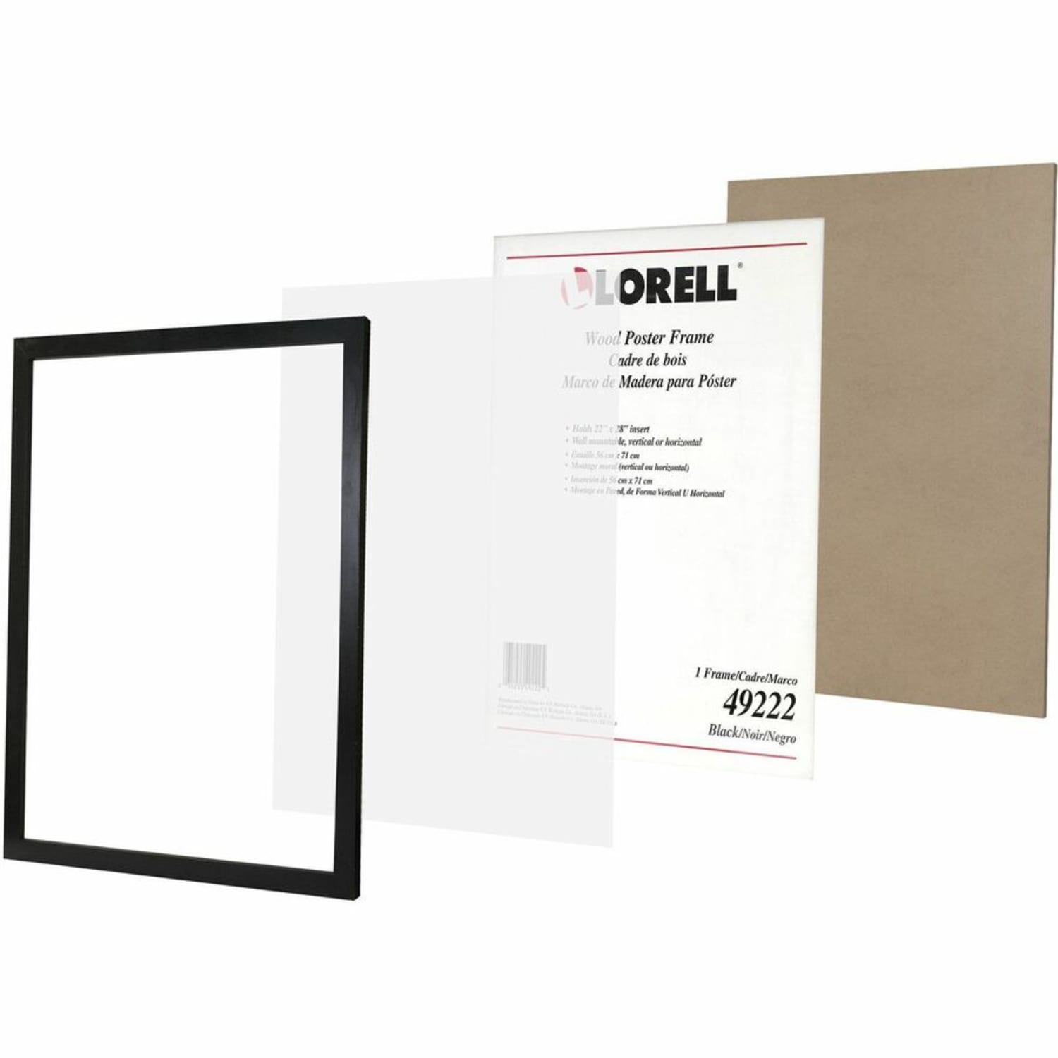 Lorell Solid Wood Poster Frame - 22in x 28in Frame Size - Rectangle - Horizontal, Vertical - Black - 1 Each - Image 5