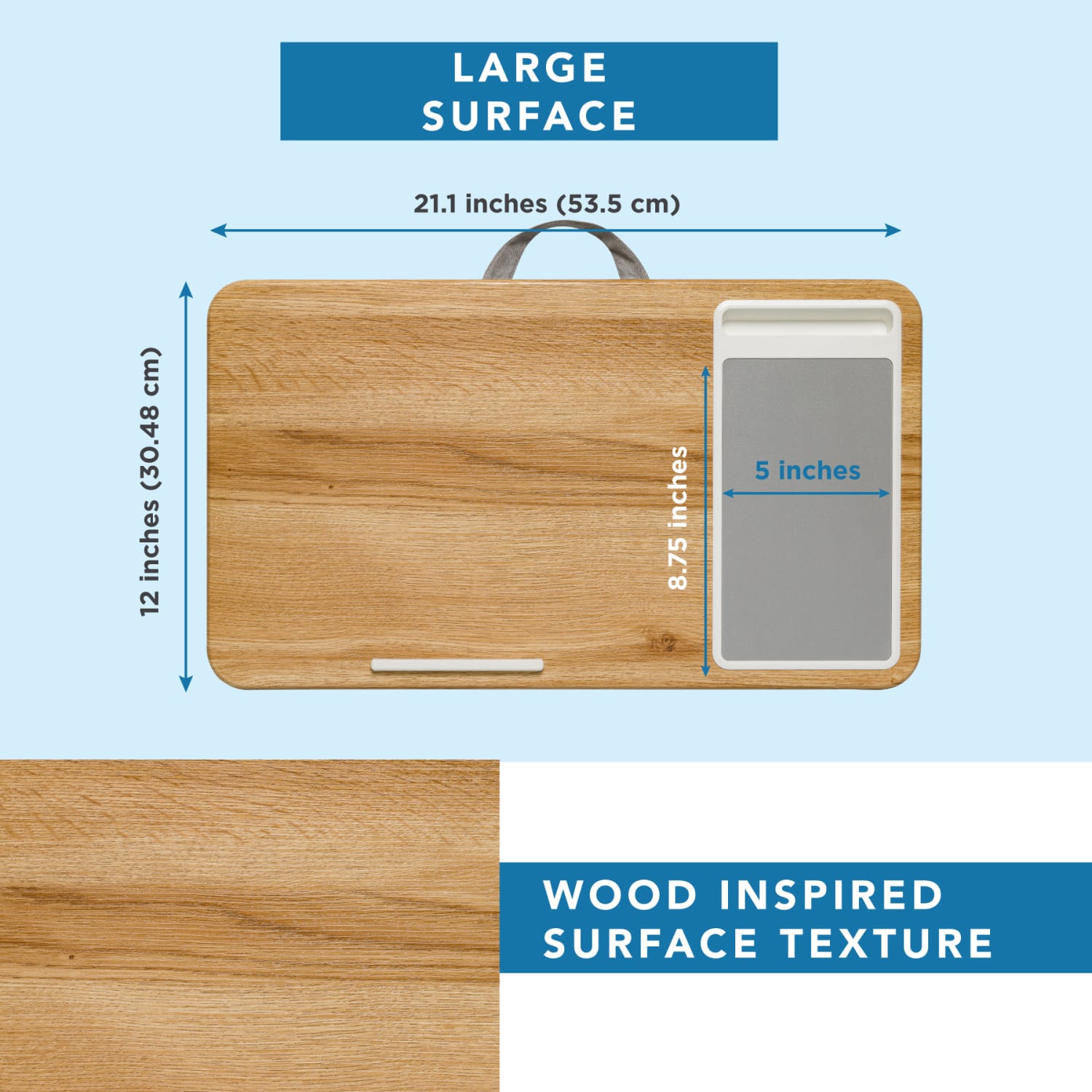LapGear Home Office Lap Desk, 21in x 12in, Oak Woodgrain - Image 6